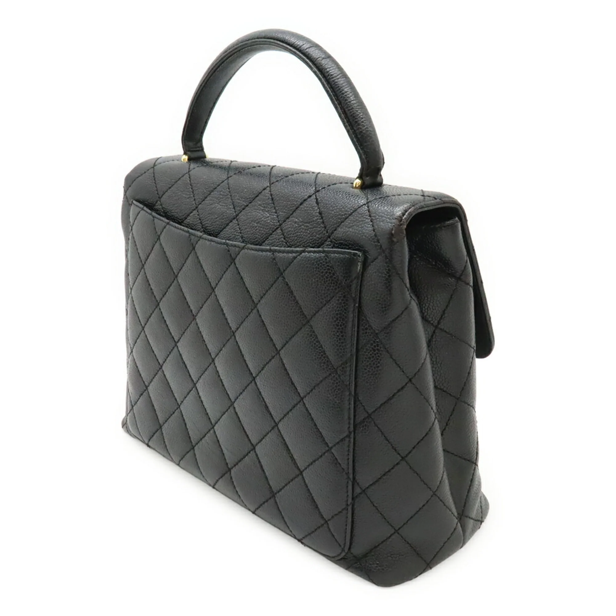 Vintage Classic Top Handle Flap Bag Quilted Caviar Jumbo - Image 3