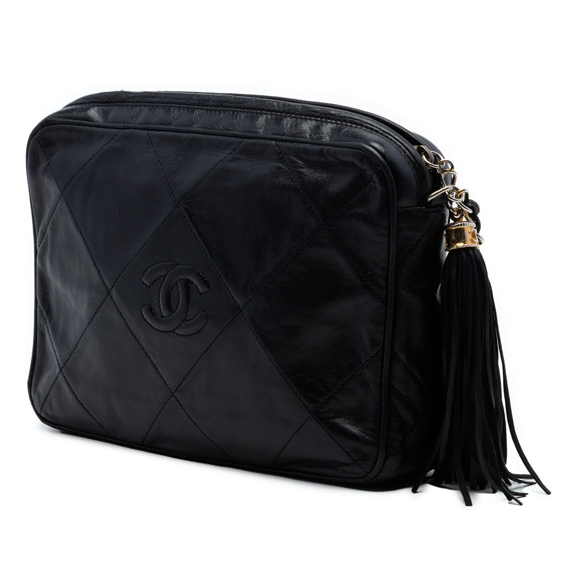 Vintage Diamond CC Camera Bag Quilted Leather Medium - Image 2
