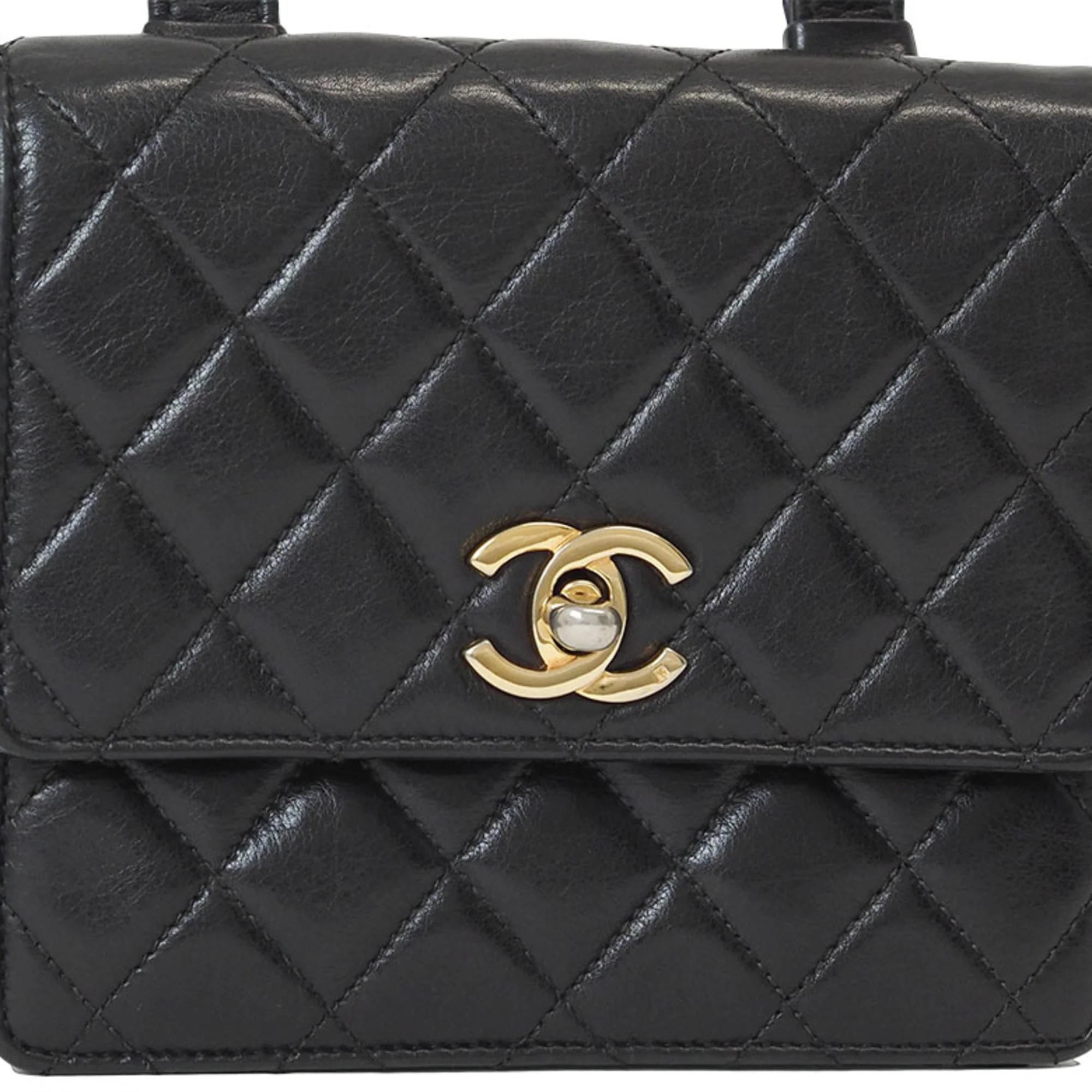 Vintage Flap Belt Bag Quilted Leather Small - Image 2