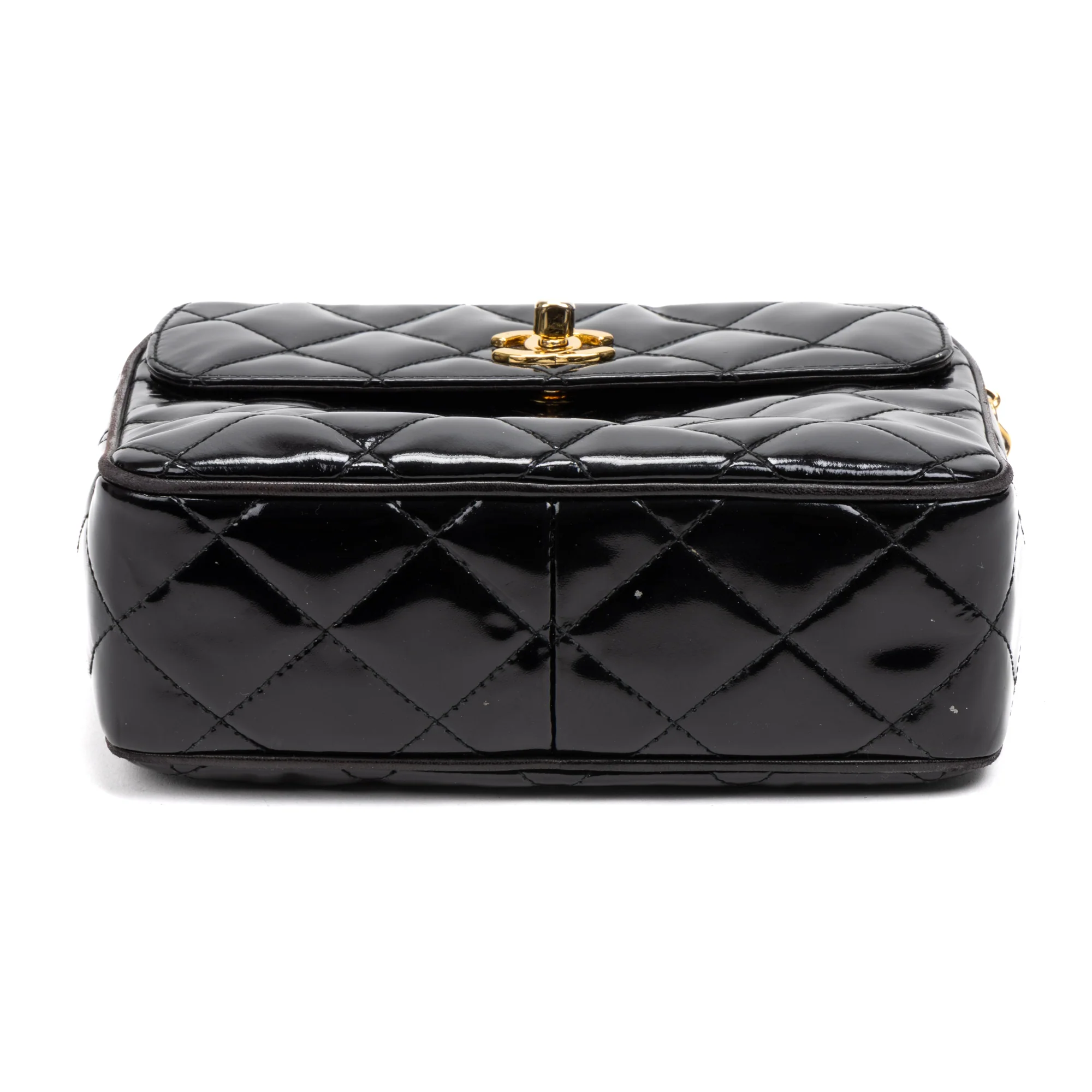 Vintage Square Front Pocket Camera Bag Quilted Patent Small - Image 6
