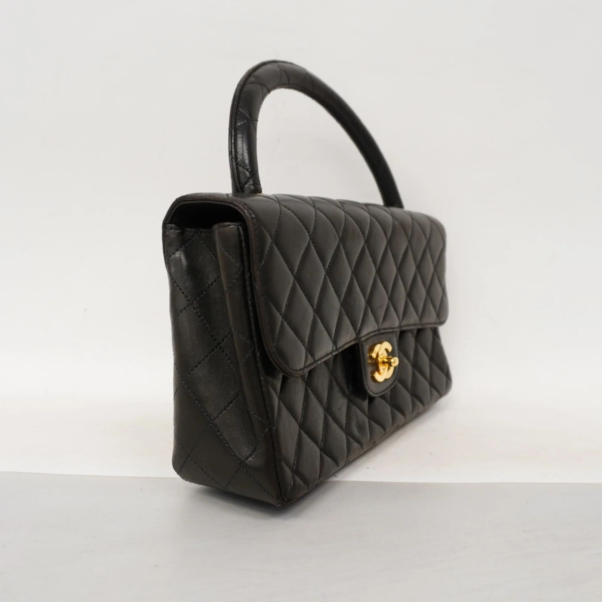 Vintage Twin Top Handle Flap Bag Quilted Lambskin Medium - Image 2