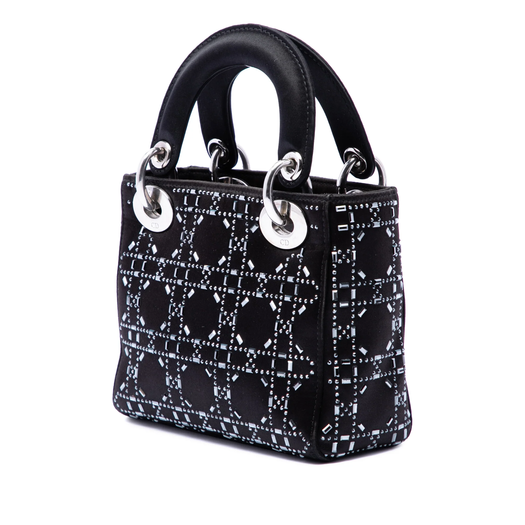 Lady Dior Bag Crystal Embellished Cannage Quilt Satin Mini - Image 2