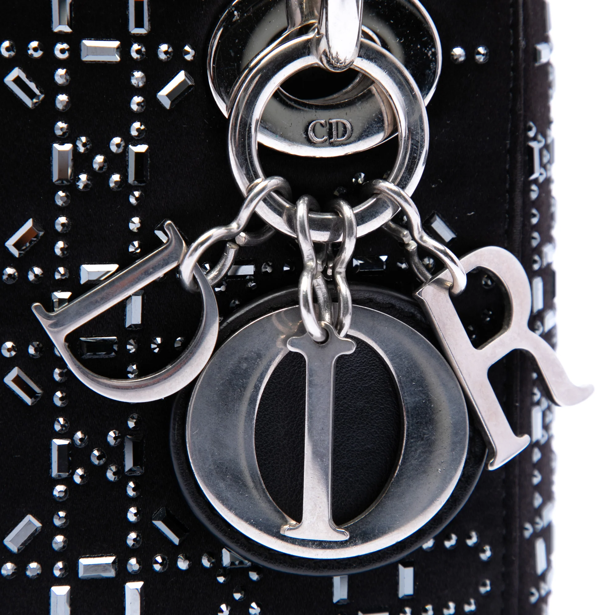 Lady Dior Bag Crystal Embellished Cannage Quilt Satin Mini - Image 5