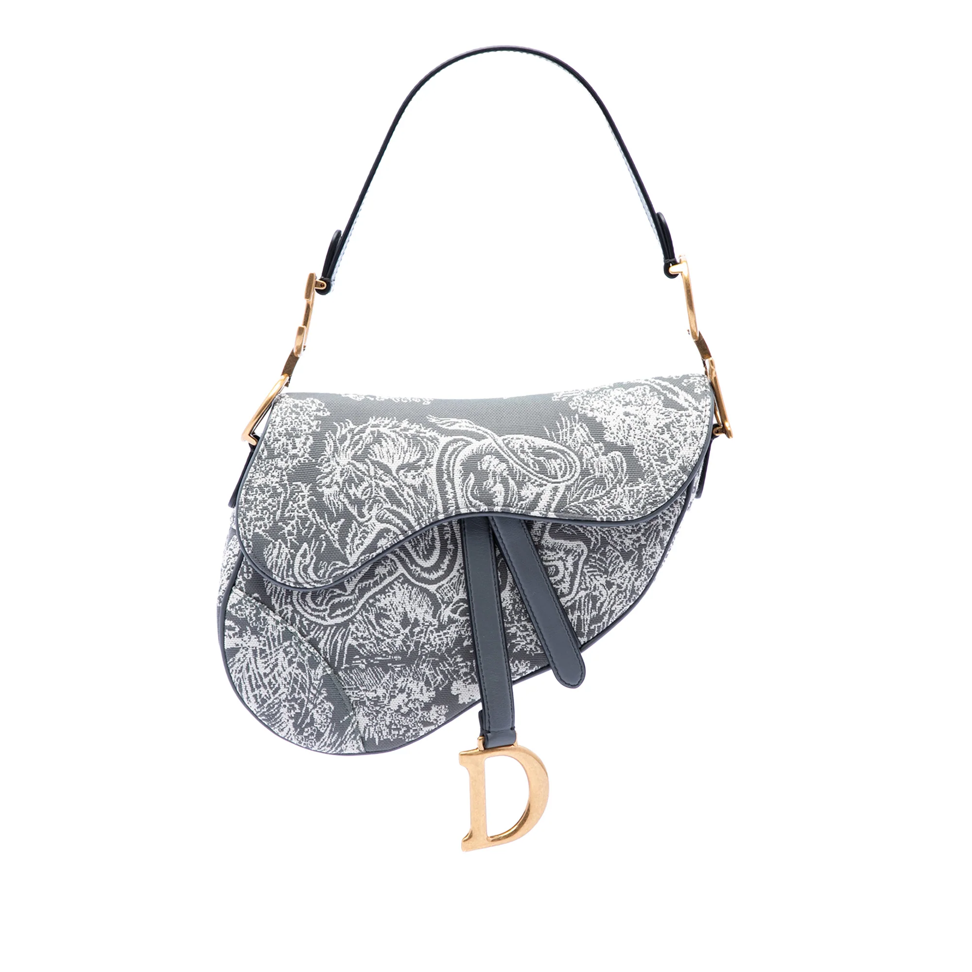 Toile De Jouy Saddle Bag Embroidered Canvas Medium