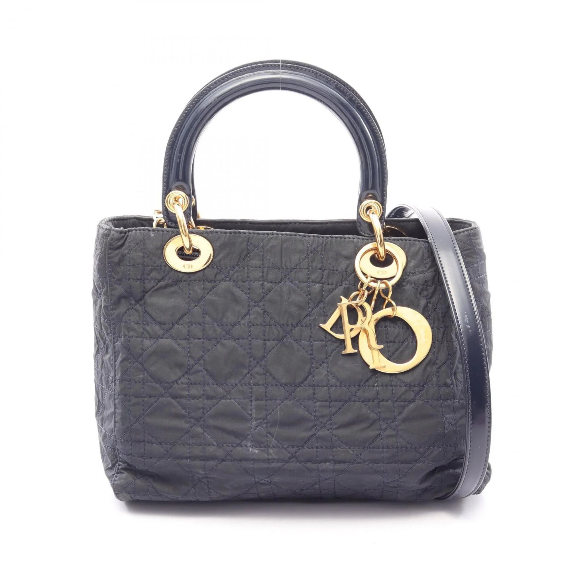 Vintage Lady Dior Bag Cannage Quilt Nylon Medium
