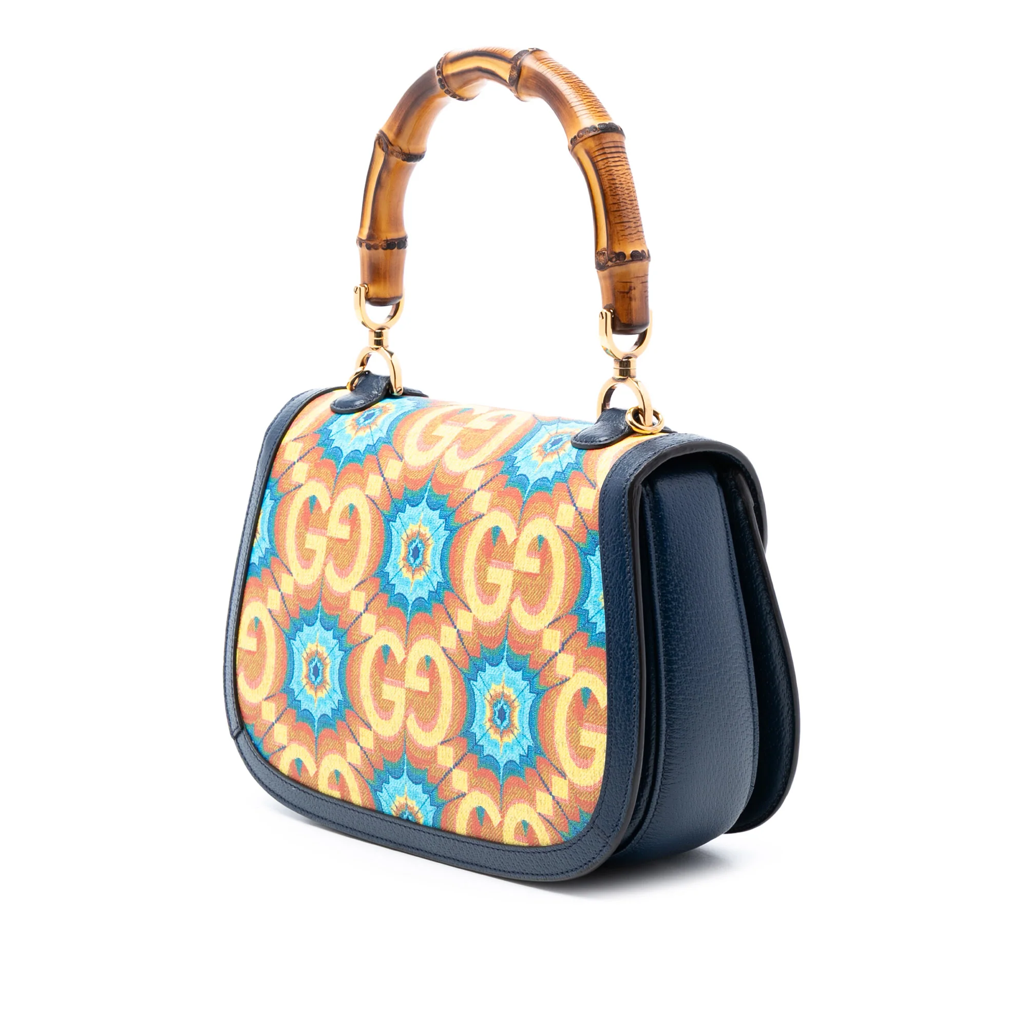 Bamboo 1947 Top Handle Bag Kaleidoscope Print GG Coated Canvas Medium - Image 2