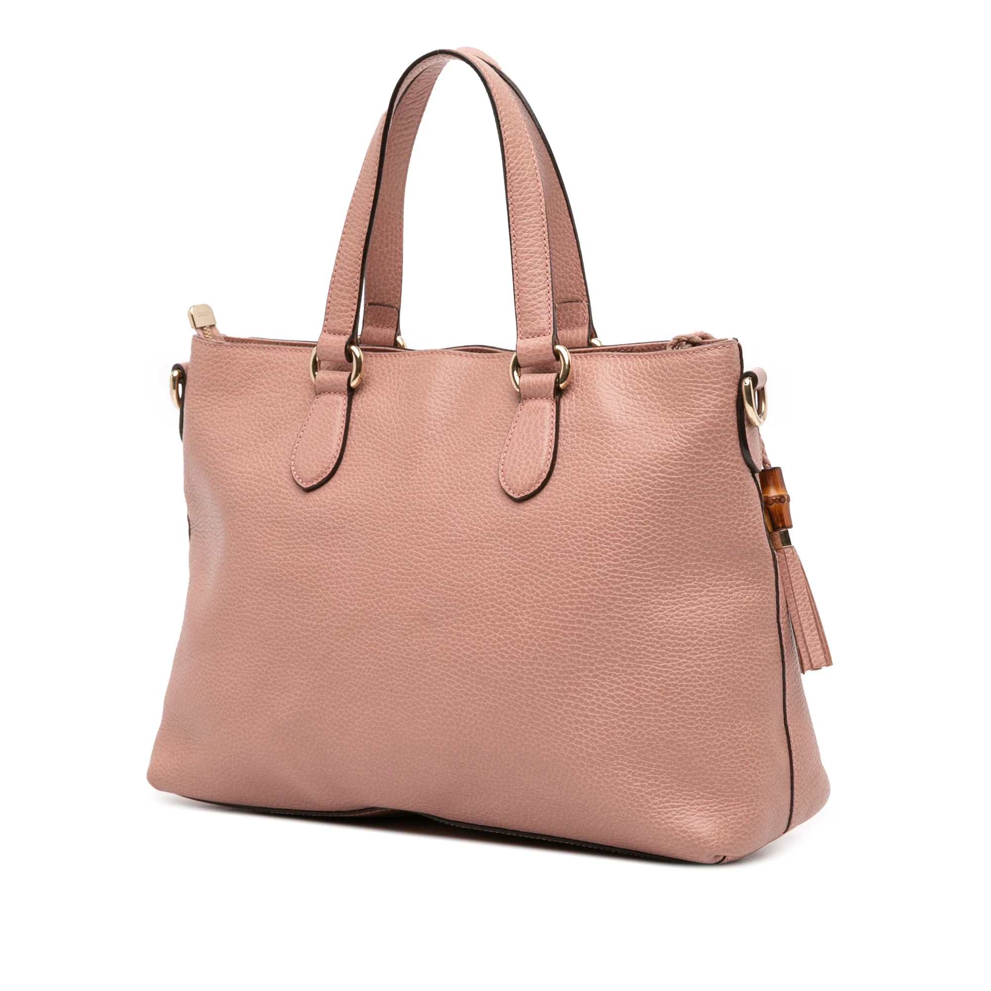 Bamboo Tassel Convertible Zip Tote Leather Medium - Image 2