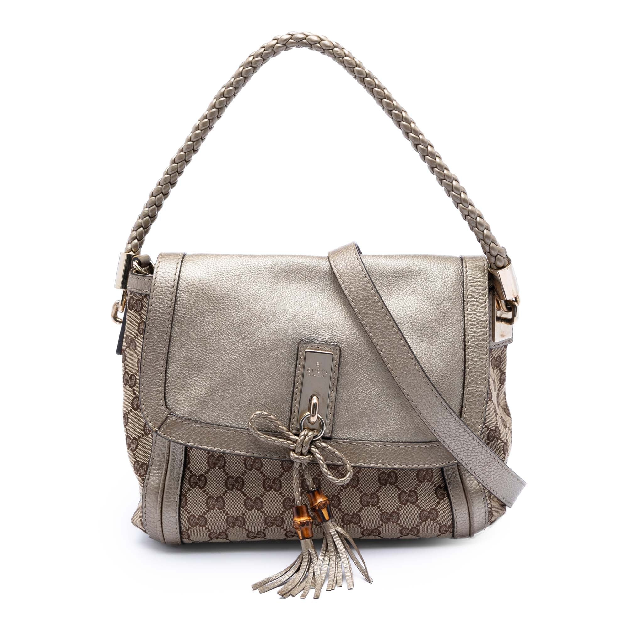 Bella Flap Shoulder Bag GG Canvas with Leather Medium