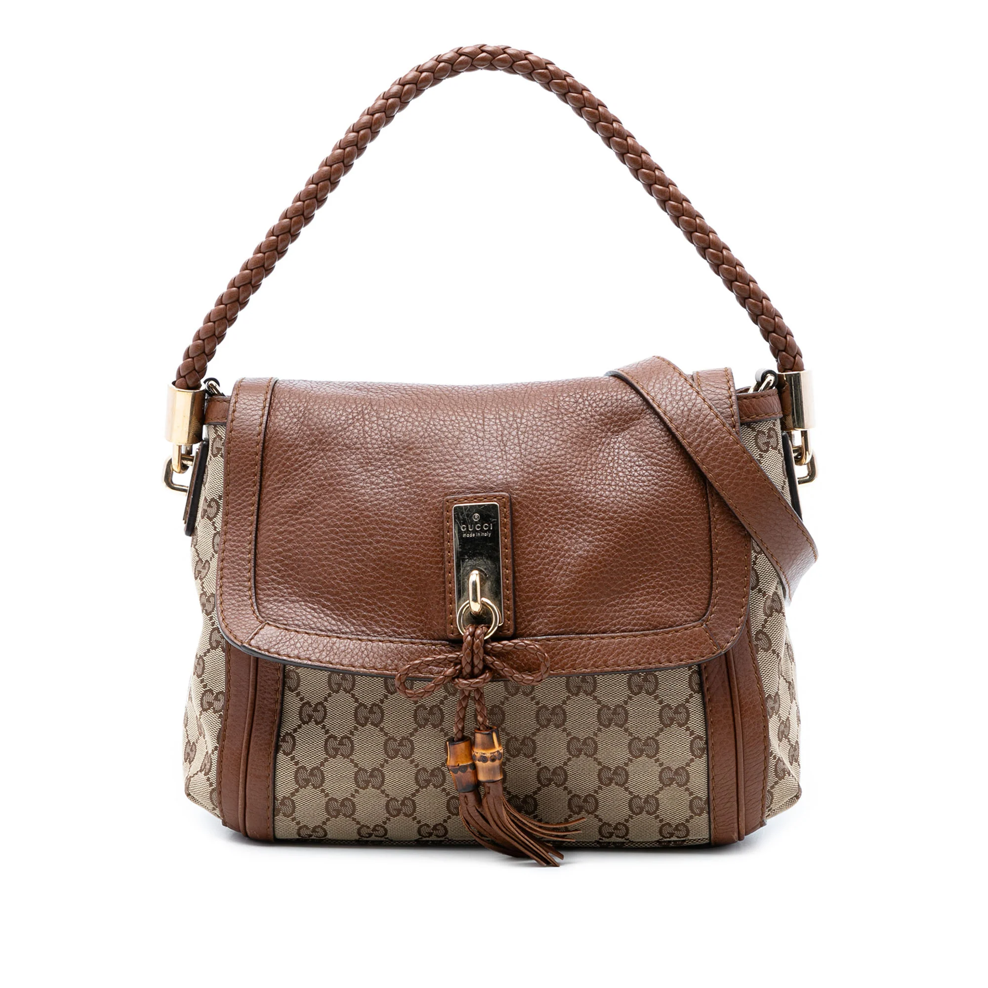 Bella Flap Shoulder Bag GG Canvas with Leather Medium
