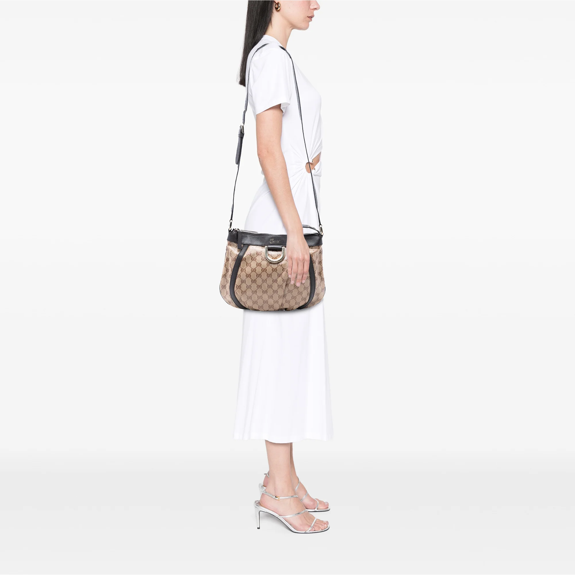 D Ring Messenger Bag GG Coated Canvas Small - Image 7