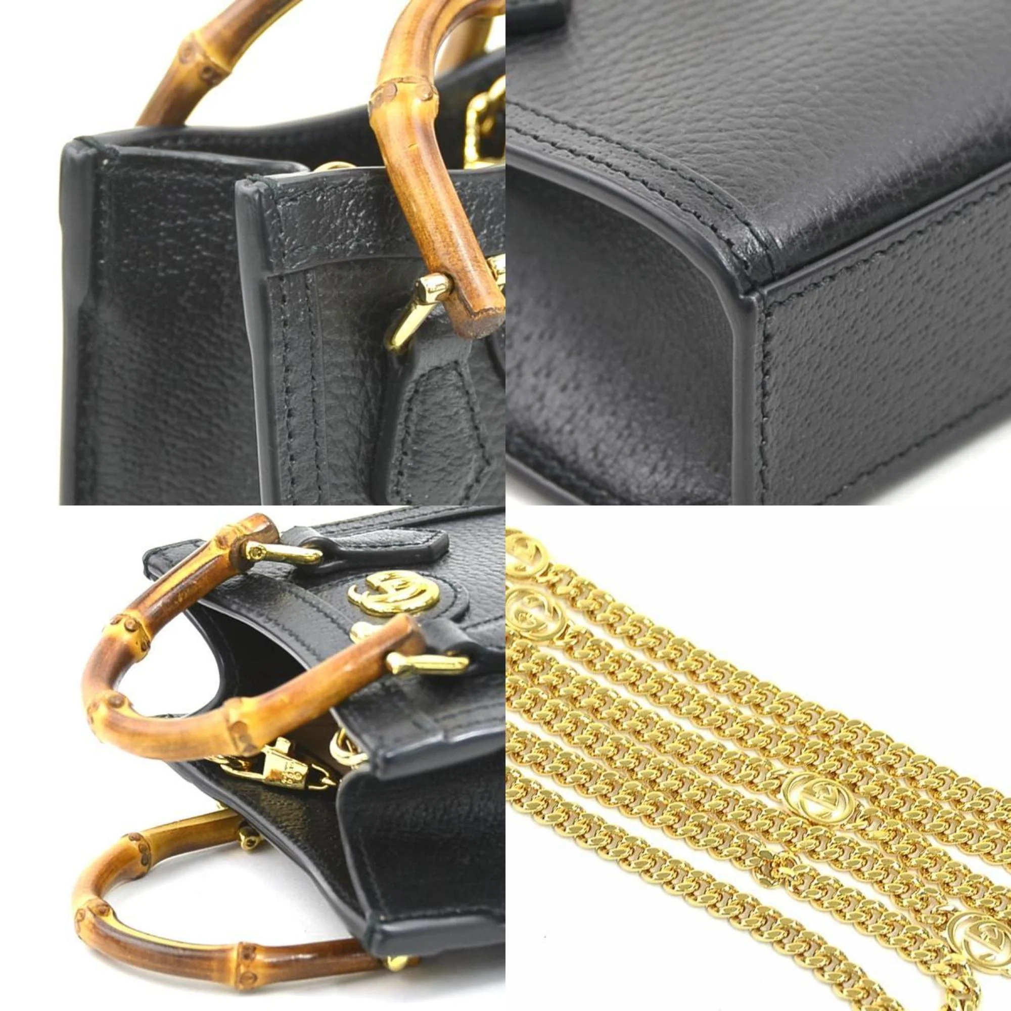 Diana NM Bamboo Handle Tote Leather Mini - Image 3
