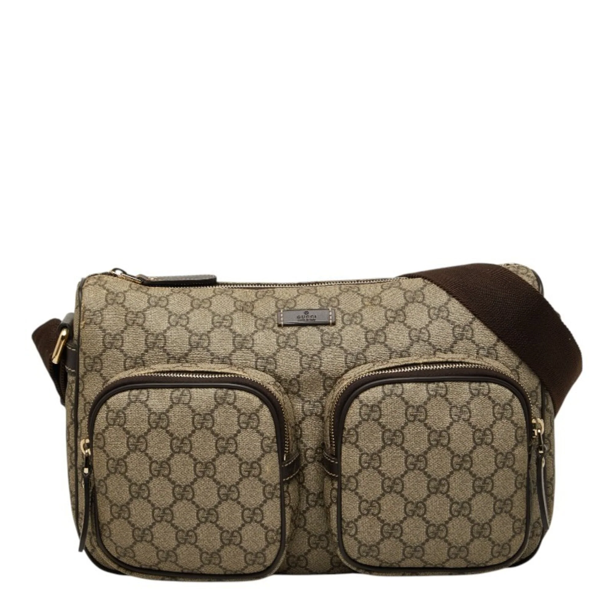 Double Pocket Messenger Bag GG Coated Canvas Large