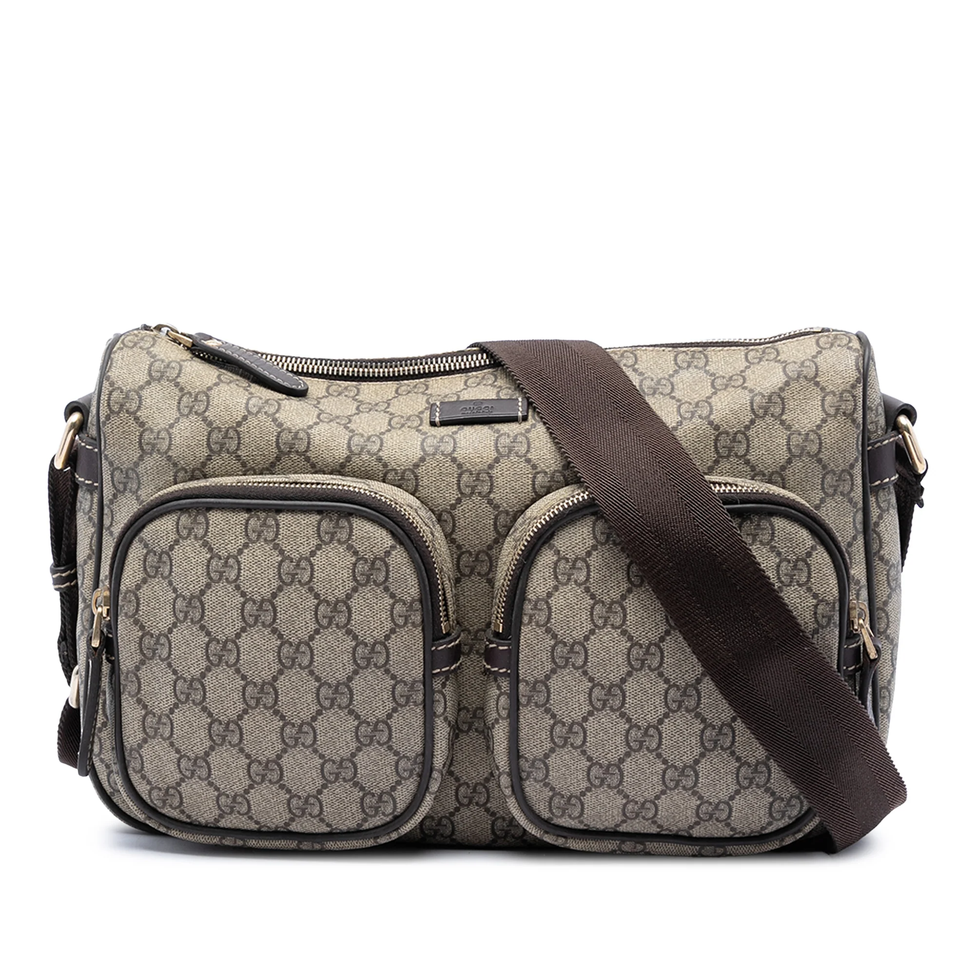 Double Pocket Messenger Bag GG Coated Canvas Large