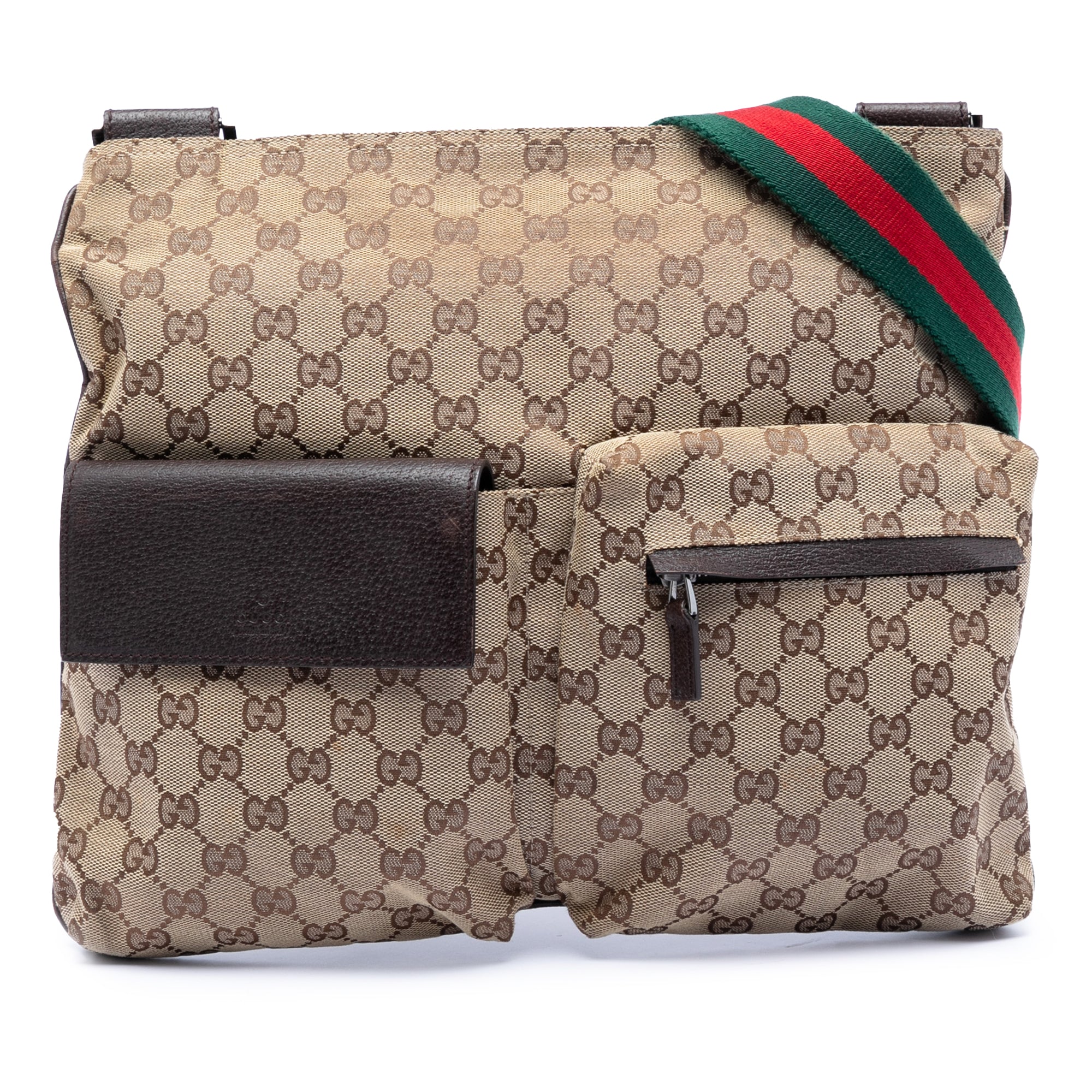 Double Pocket Web Messenger GG Canvas Medium