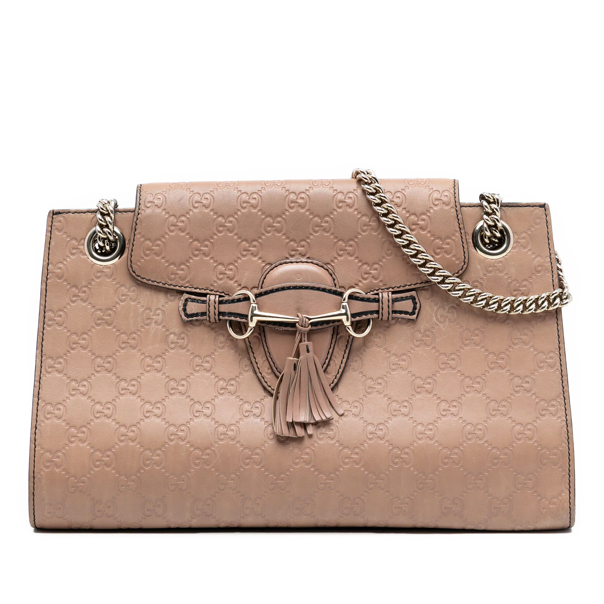 Emily Chain Flap Shoulder Bag Guccissima Leather Large