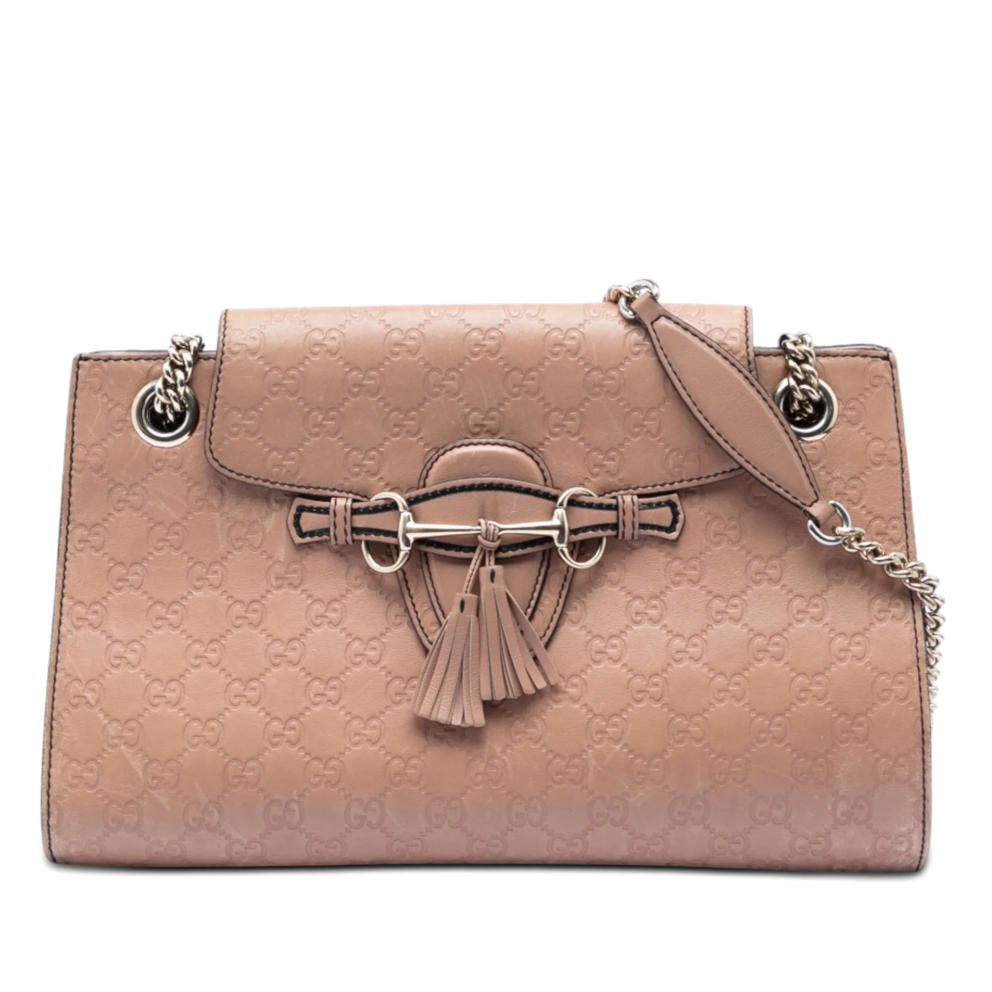 Emily Chain Flap Shoulder Bag Guccissima Leather Large
