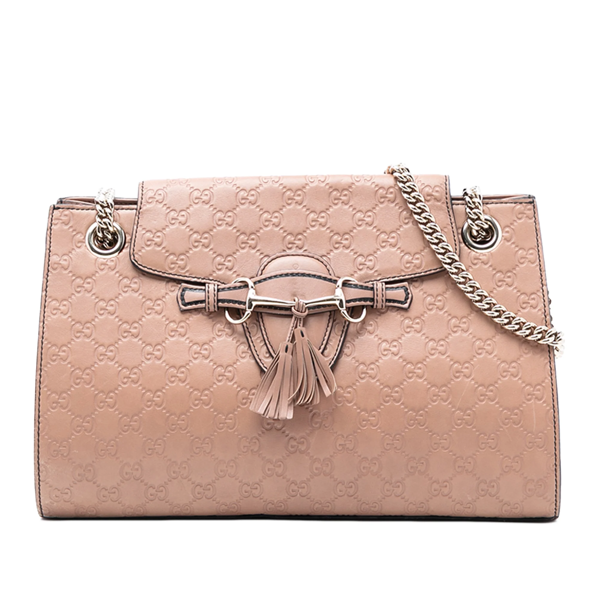 Emily Chain Flap Shoulder Bag Guccissima Leather Large