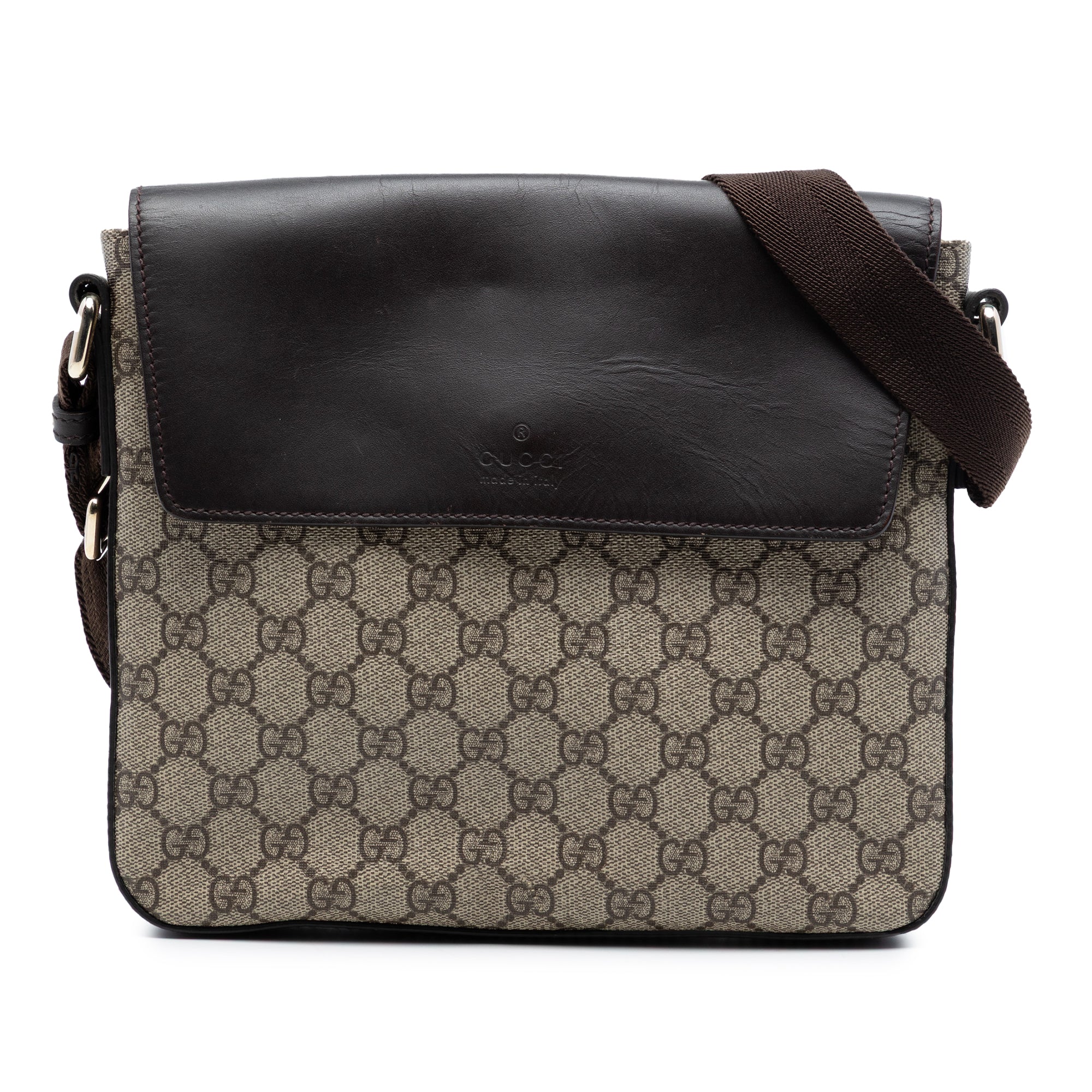 Flap Messenger Bag GG Coated Canvas with Leather Medium