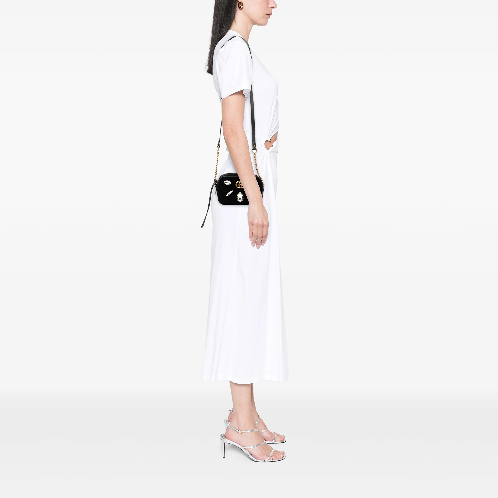 GG Marmont Shoulder Bag Crystal Embellished Matelasse Velvet Mini - Image 7