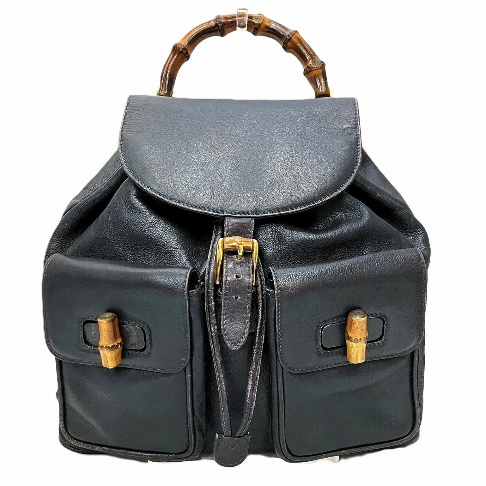 Vintage Bamboo Backpack Leather Medium