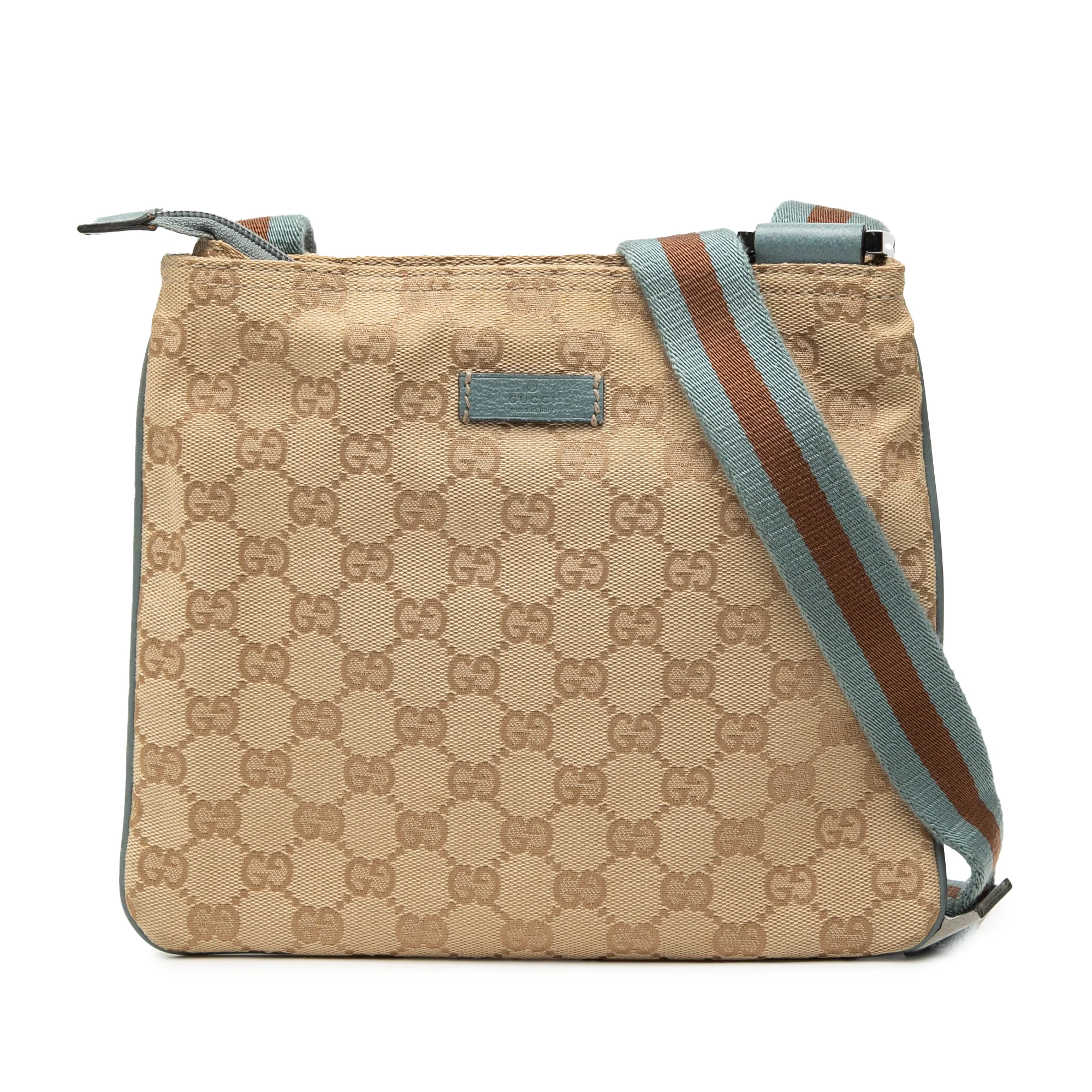 Web Strap Zip Messenger Bag GG Canvas Small
