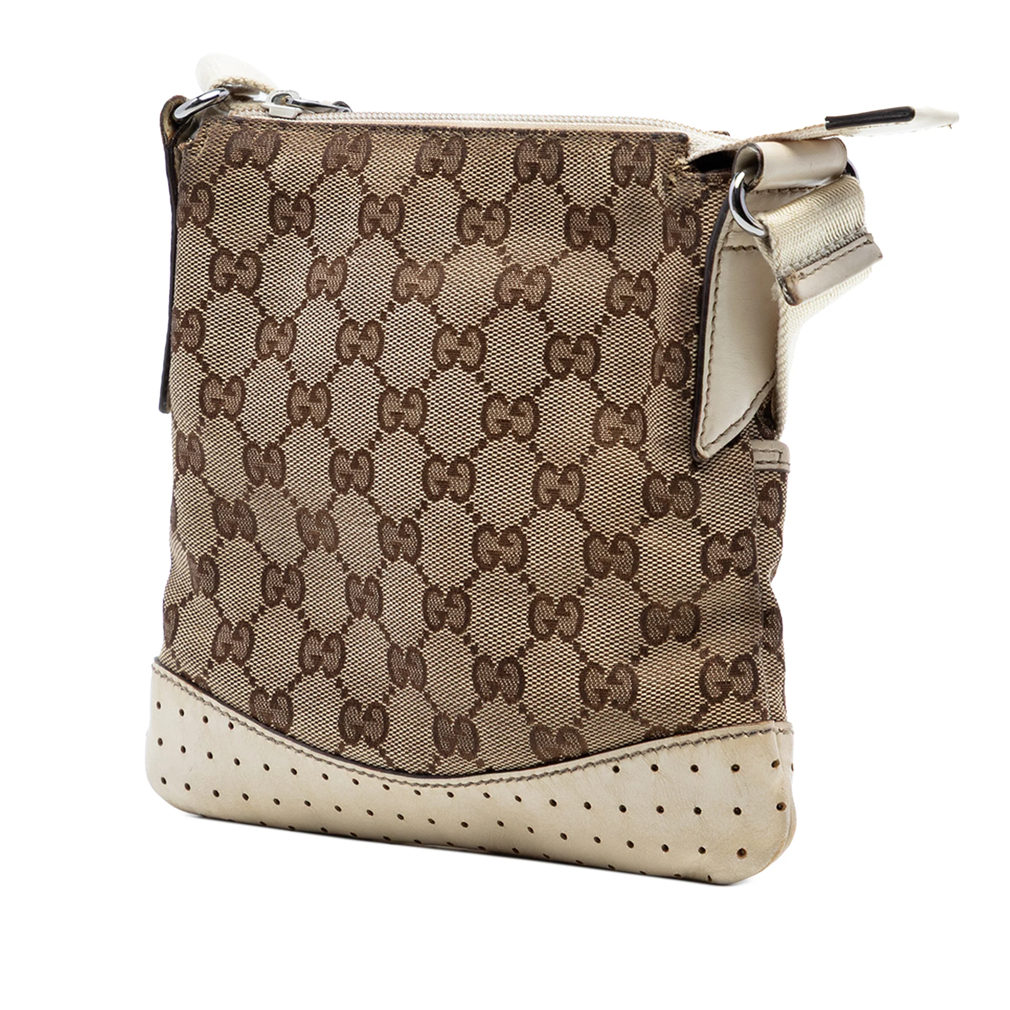 Zip Messenger Bag GG Canvas with Perforated Leather Medium - Image 2