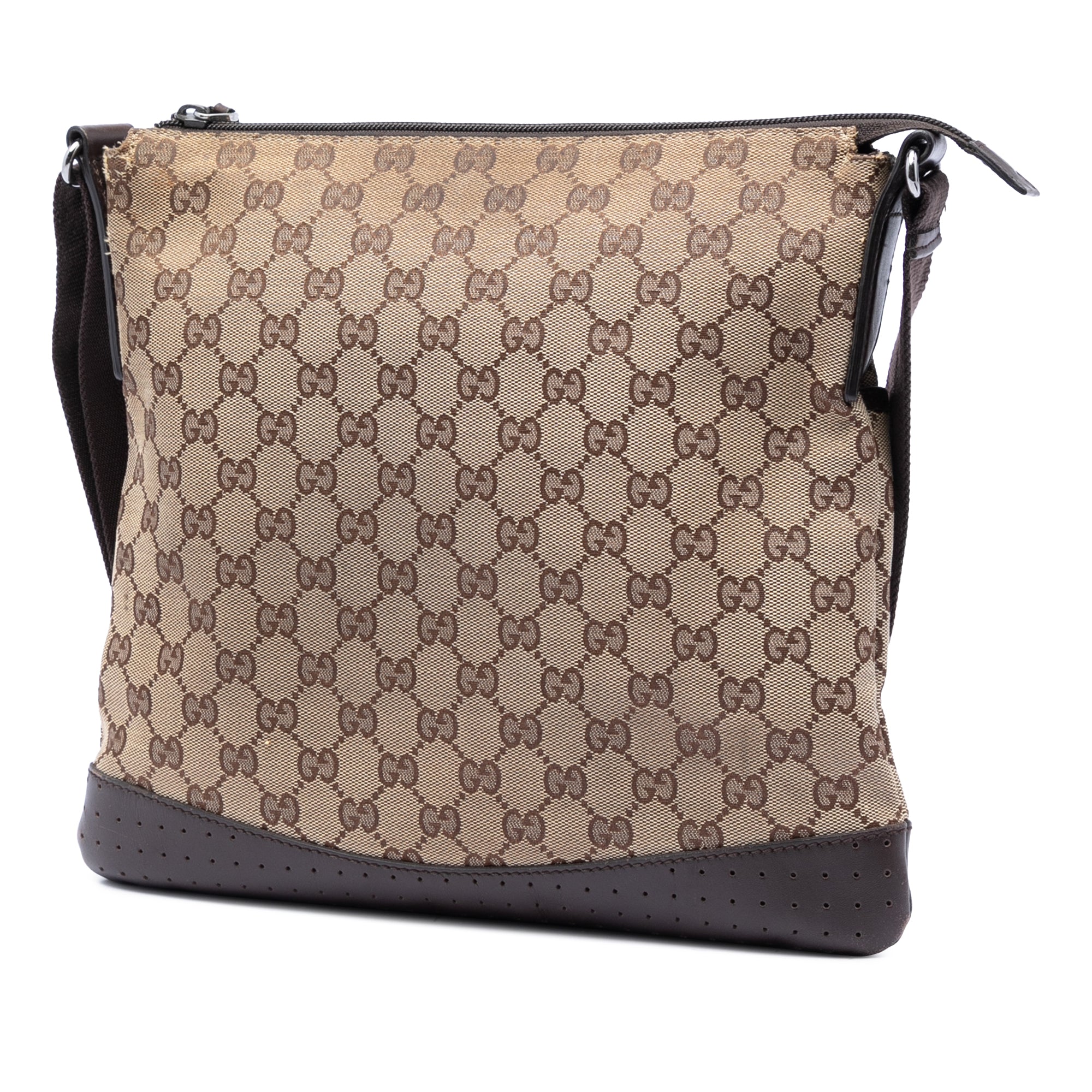 Zip Messenger Bag GG Canvas with Perforated Leather Medium - Image 2