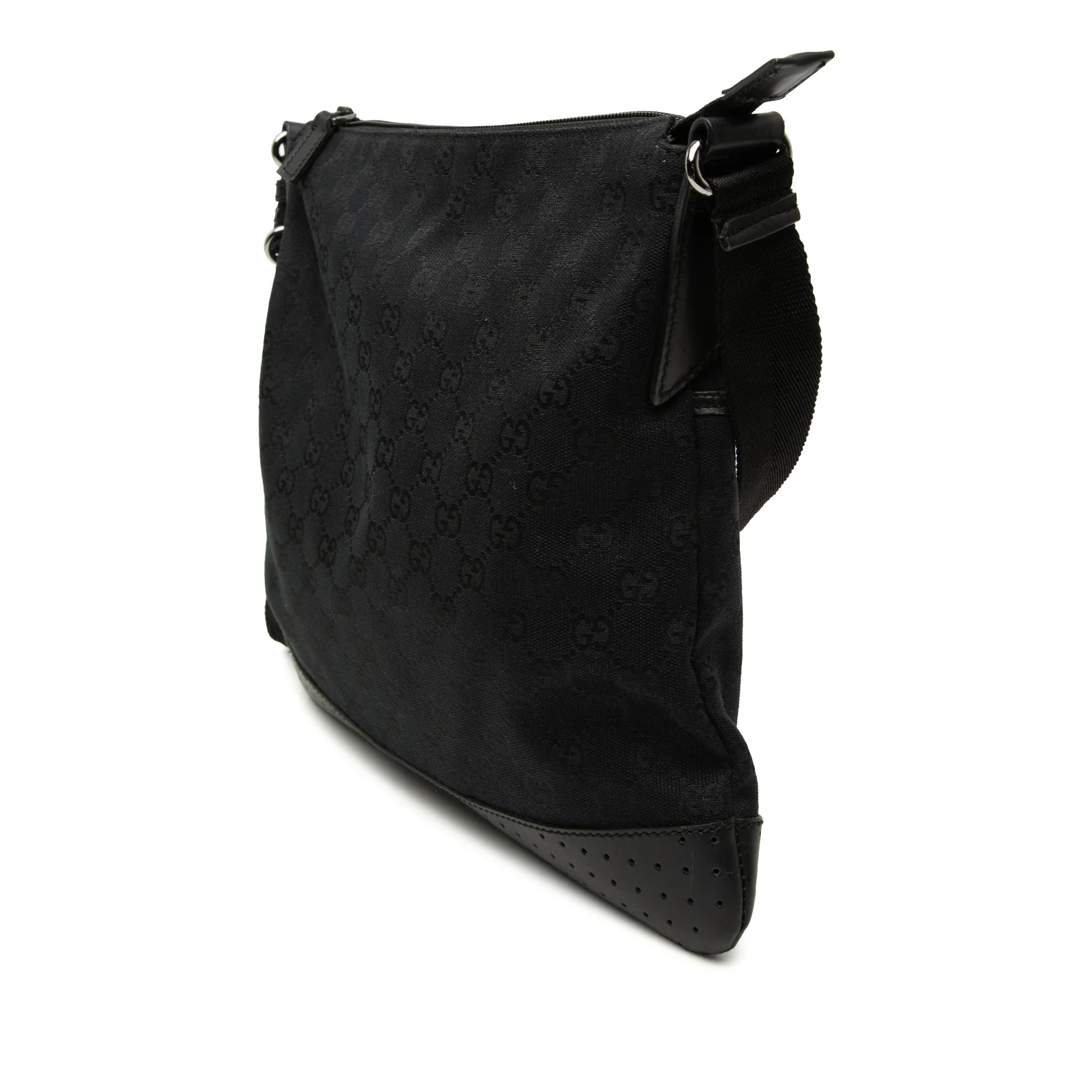 Zip Messenger Bag GG Canvas with Perforated Leather Medium - Image 2