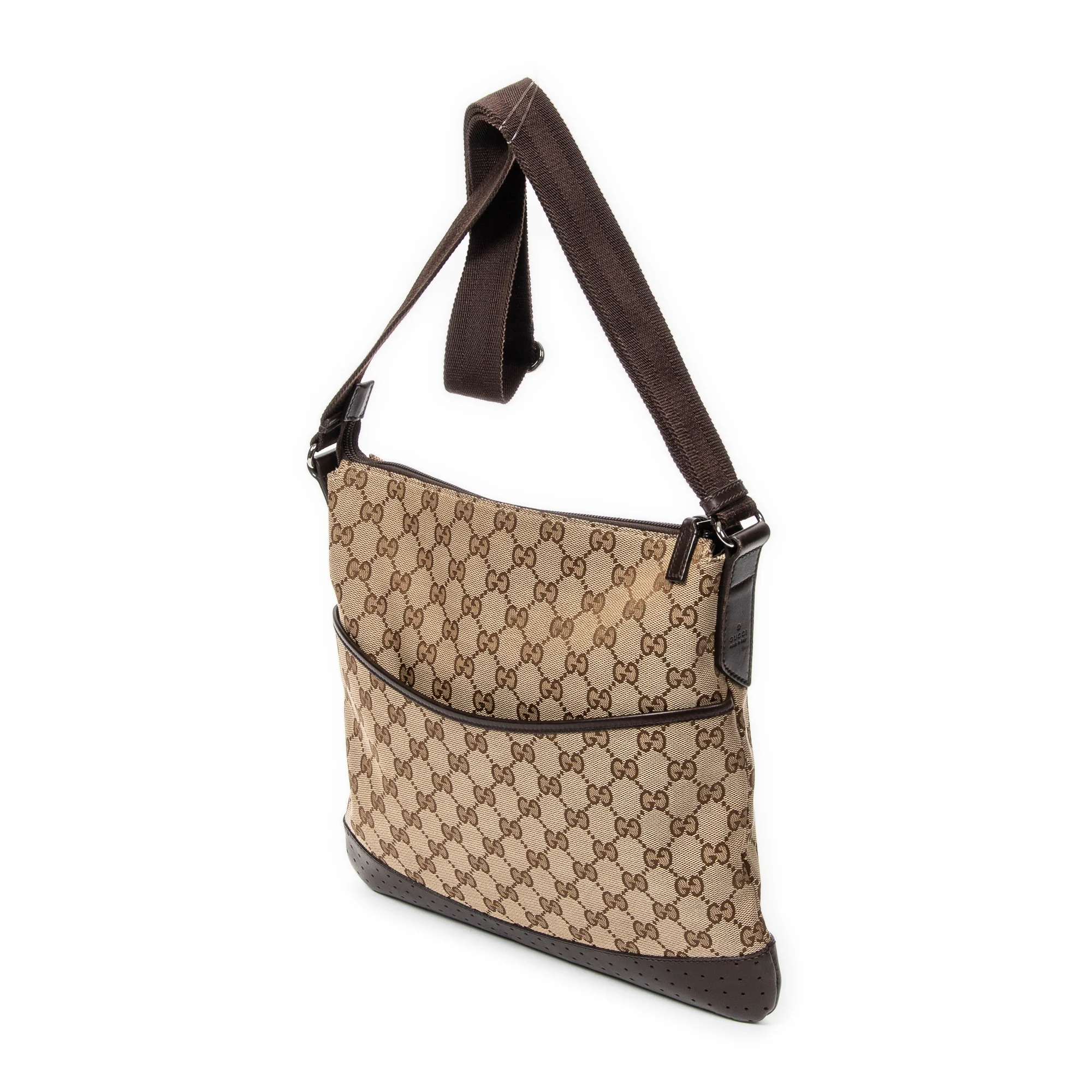 Zip Messenger Bag GG Canvas with Perforated Leather Medium - Image 2