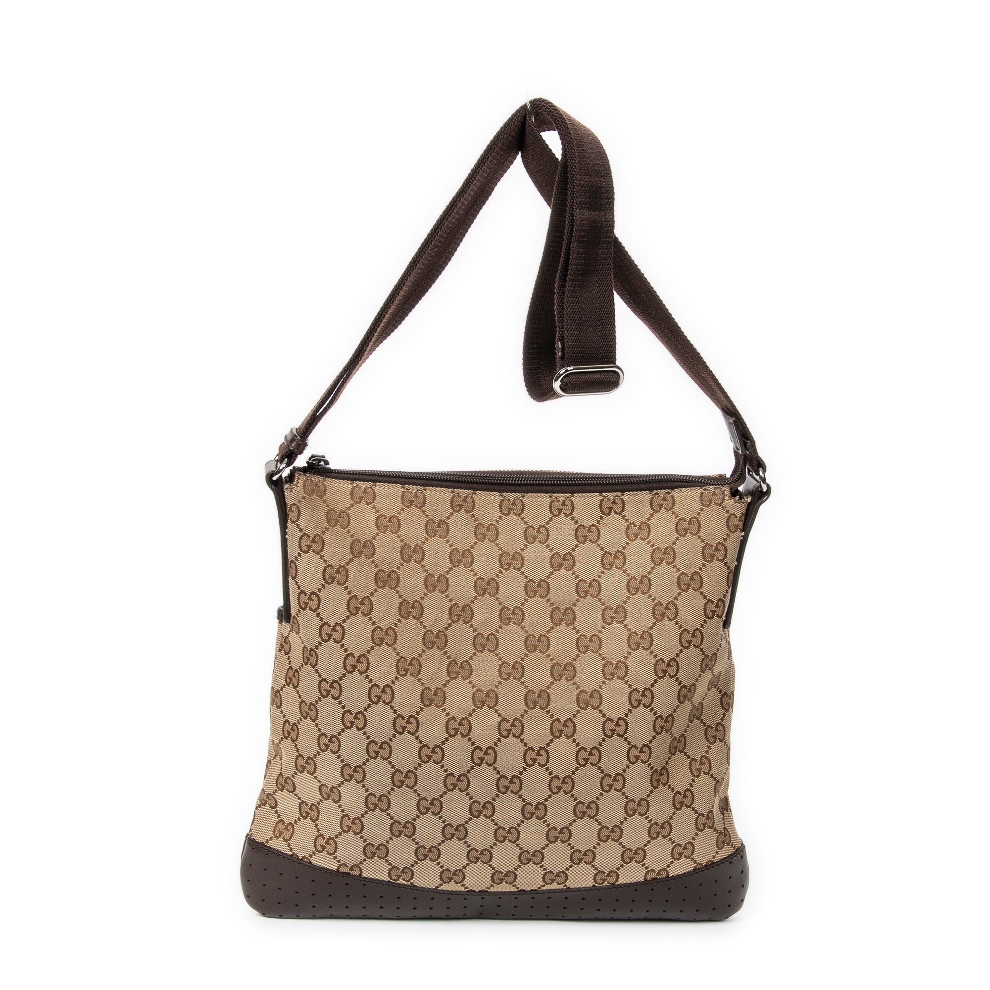 Zip Messenger Bag GG Canvas with Perforated Leather Medium - Image 5
