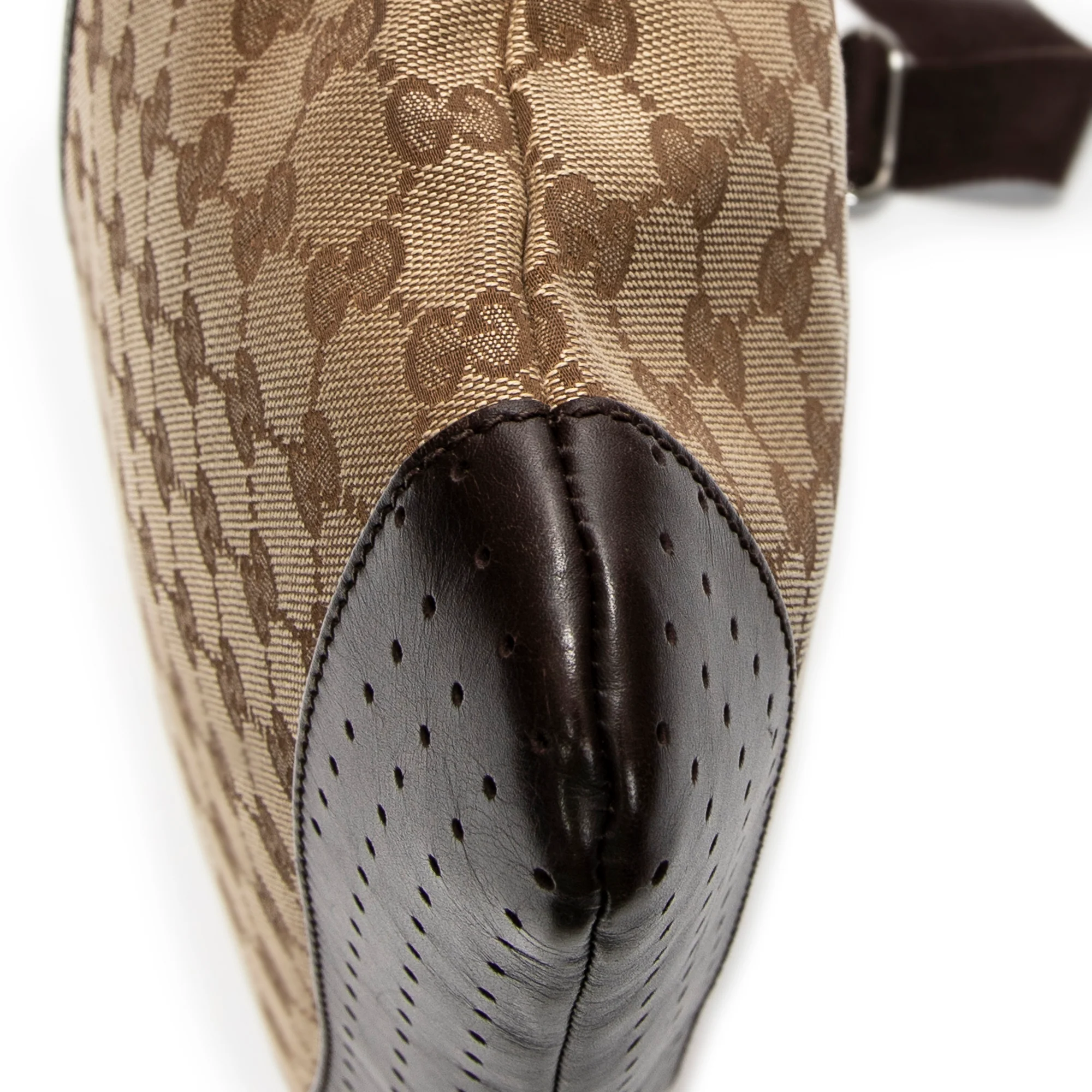 Zip Messenger Bag GG Canvas with Perforated Leather Medium - Image 8