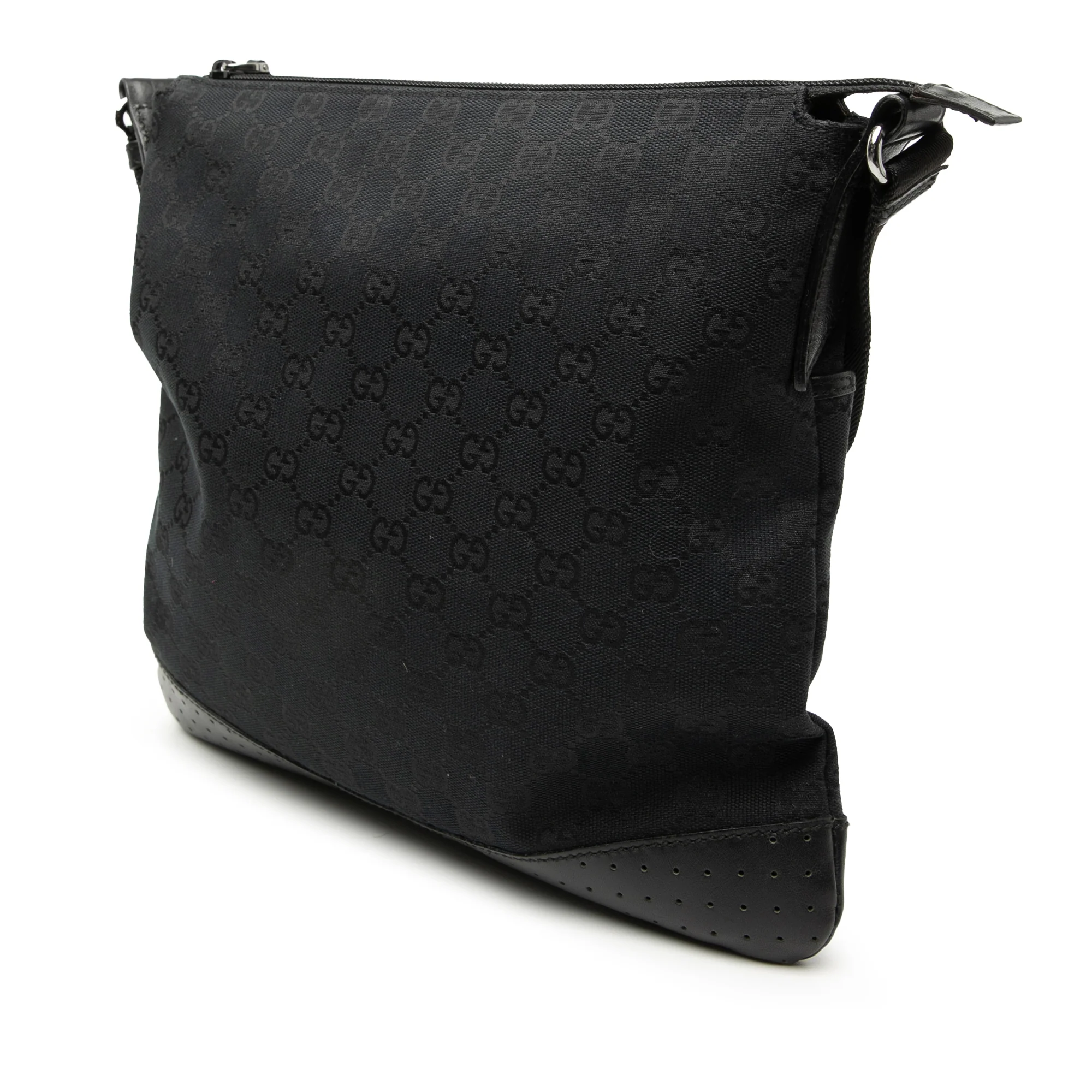 Zip Messenger Bag GG Canvas with Perforated Leather Medium - Image 2