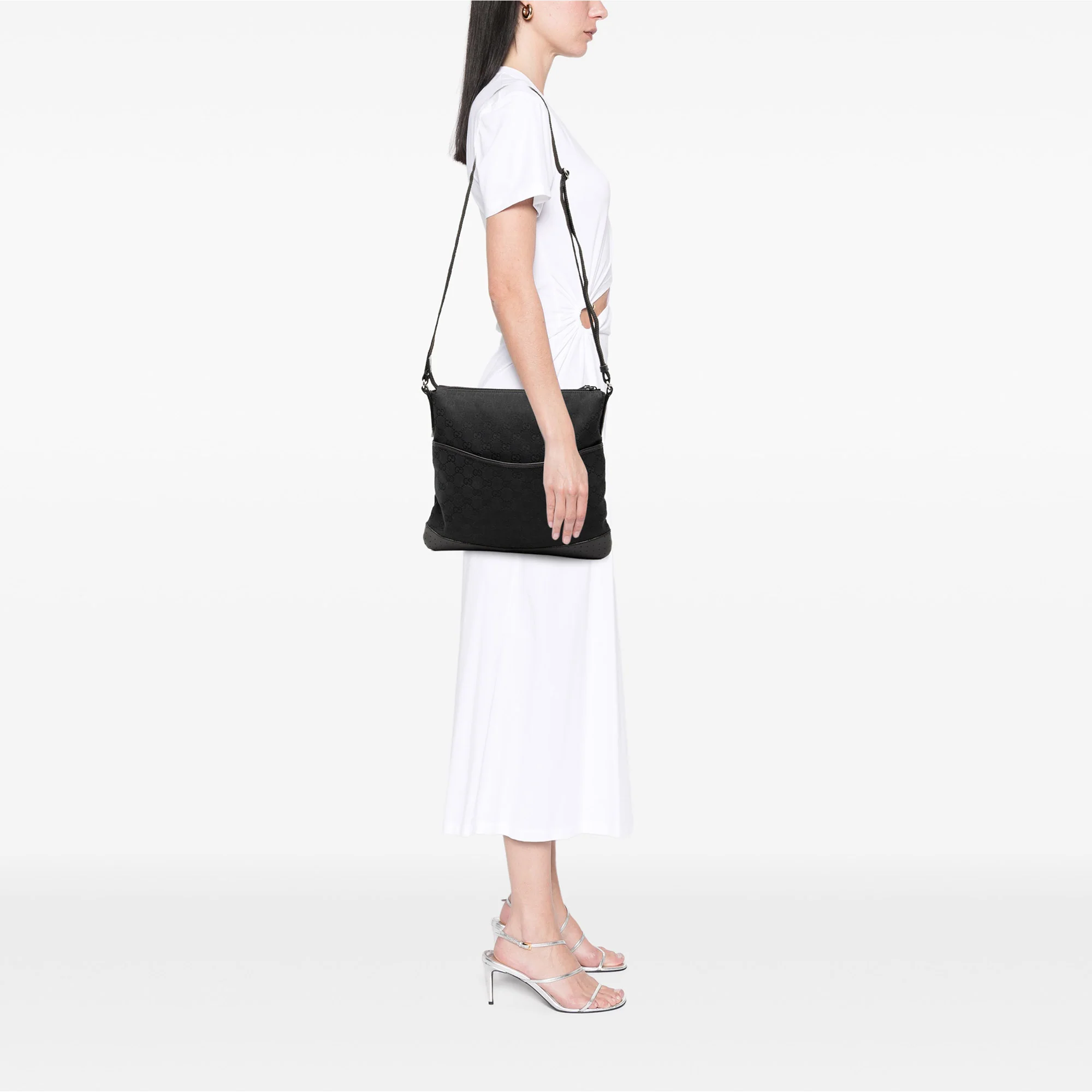 Zip Messenger Bag GG Canvas with Perforated Leather Medium - Image 7