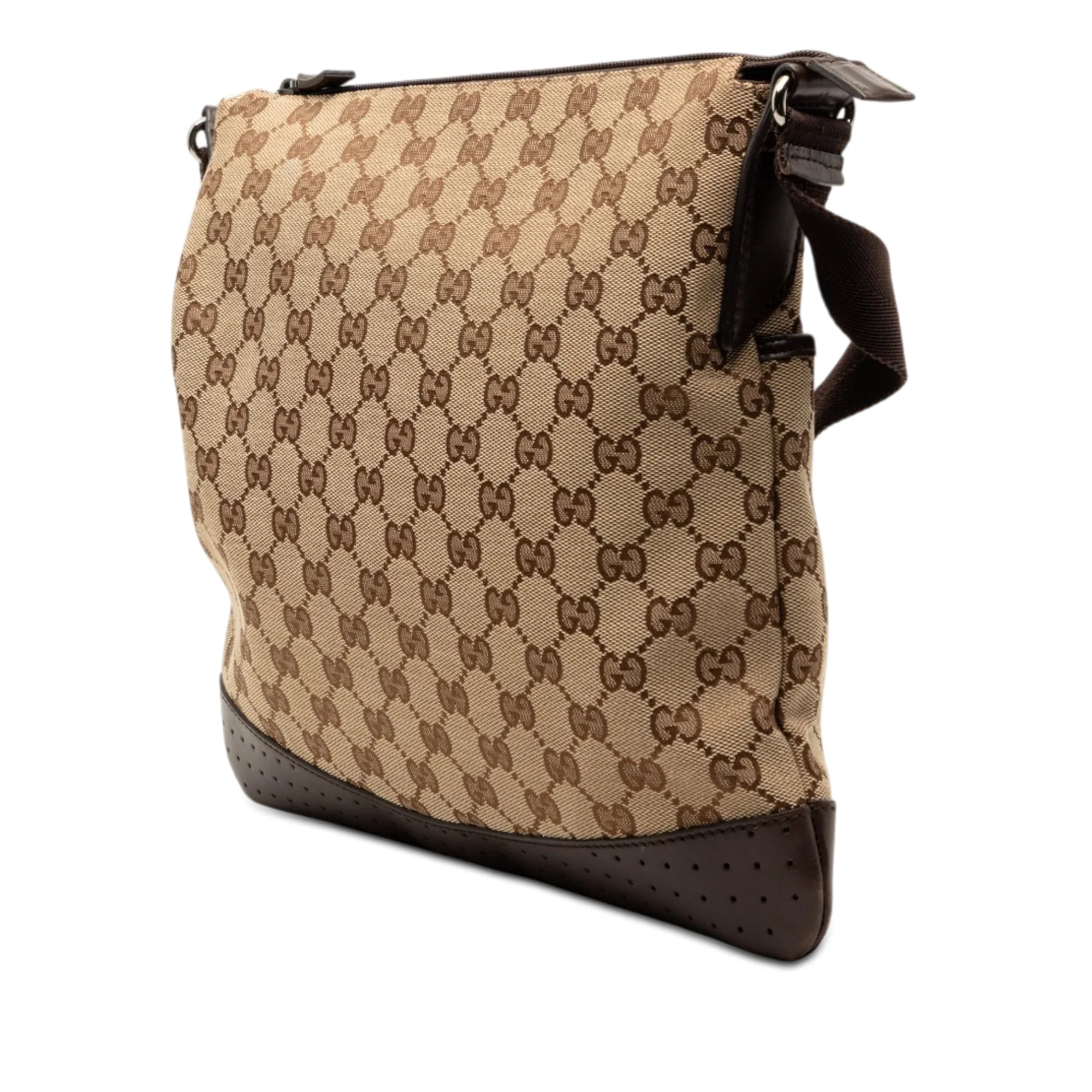 Zip Messenger Bag GG Canvas with Perforated Leather Medium - Image 2