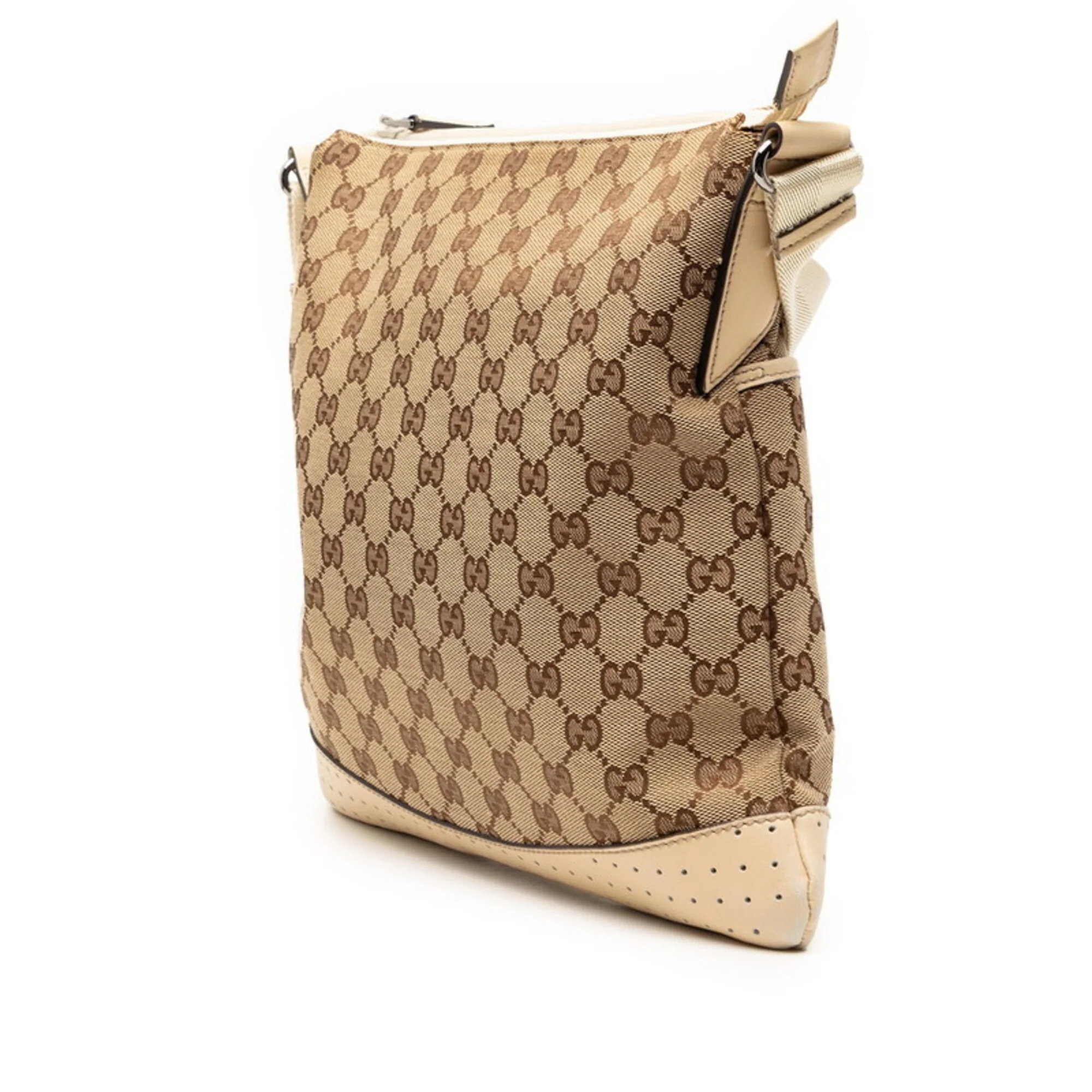 Zip Messenger Bag GG Canvas with Perforated Leather Medium - Image 2