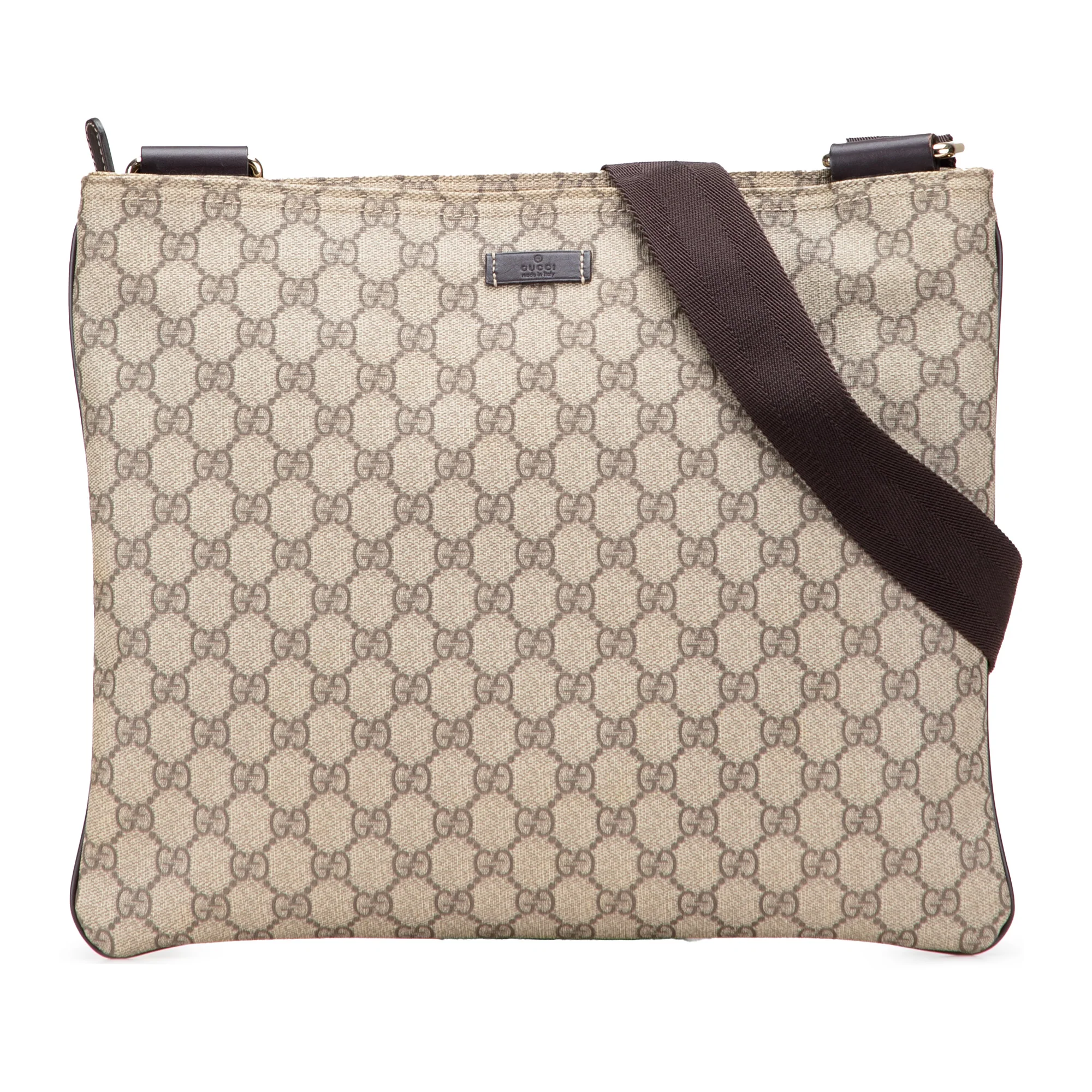 Zip Top Messenger Bag GG Coated Canvas Large