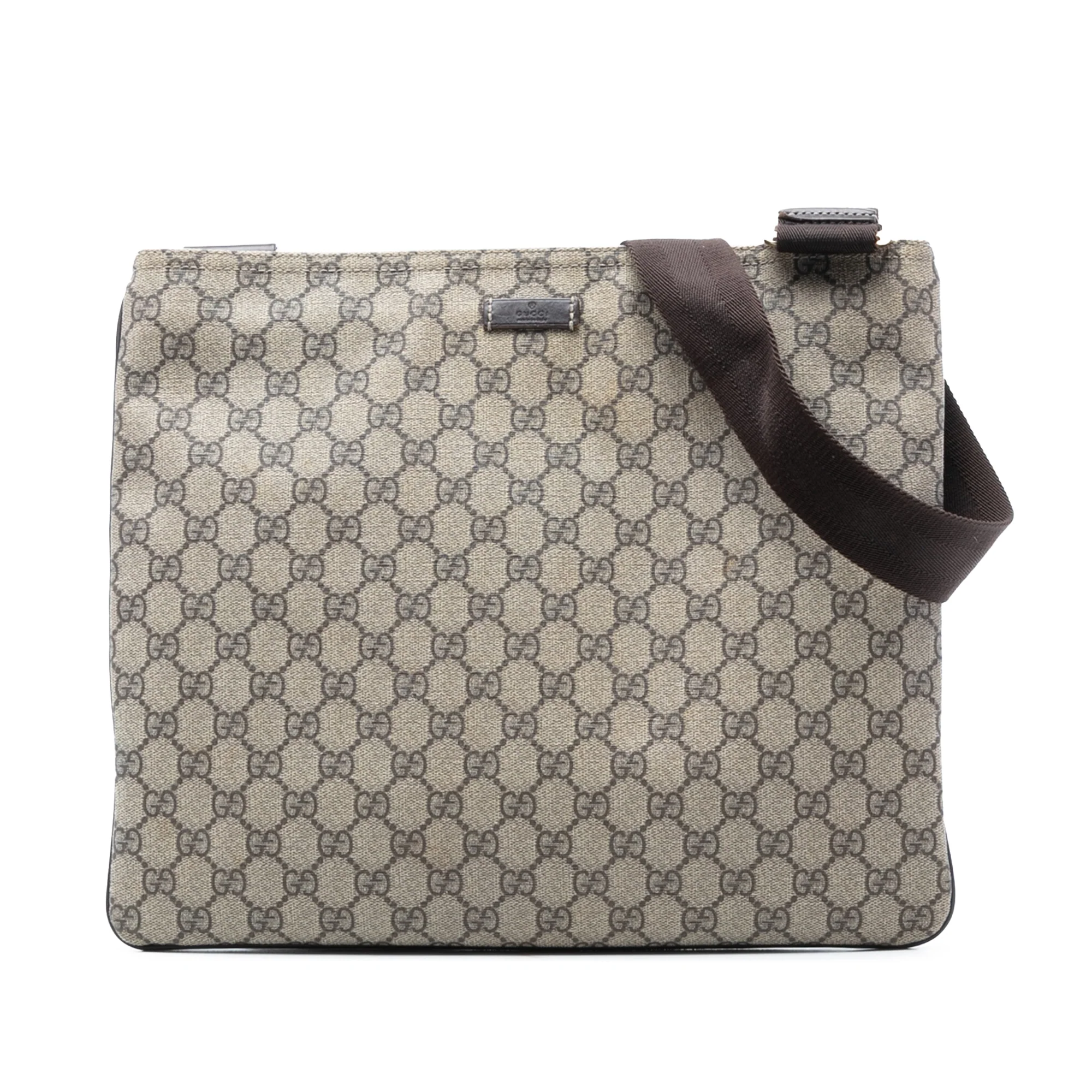 Zip Top Messenger Bag GG Coated Canvas Large