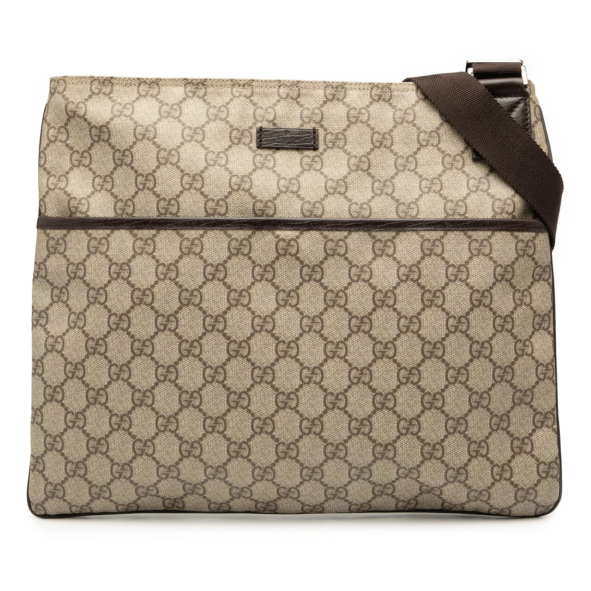 Zip Top Messenger Bag GG Coated Canvas Large