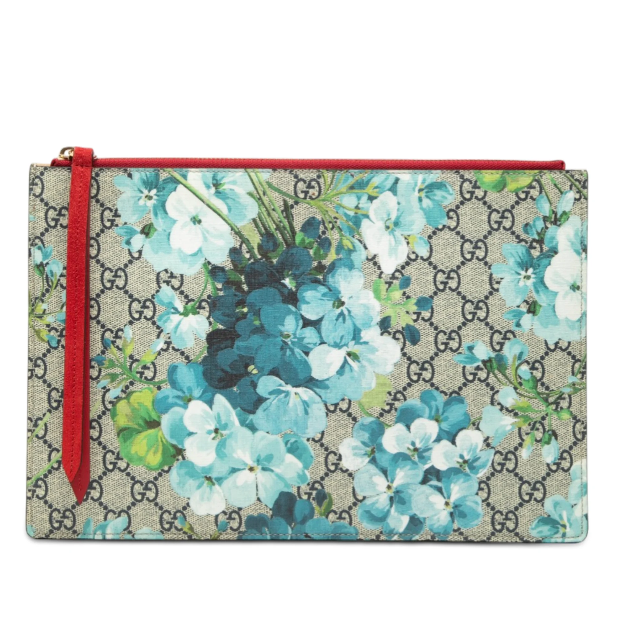 Zipped Pouch Blooms Print GG Coated Canvas Large
