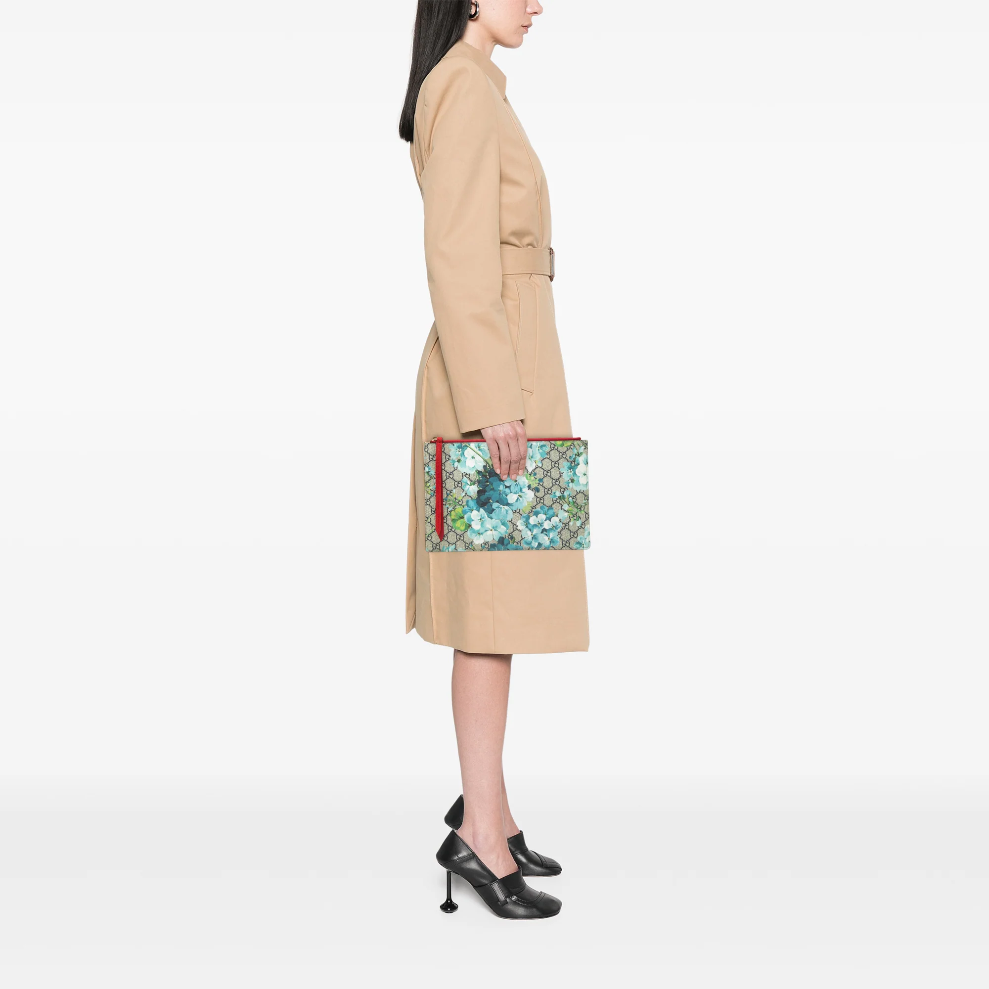 Zipped Pouch Blooms Print GG Coated Canvas Large - Image 6
