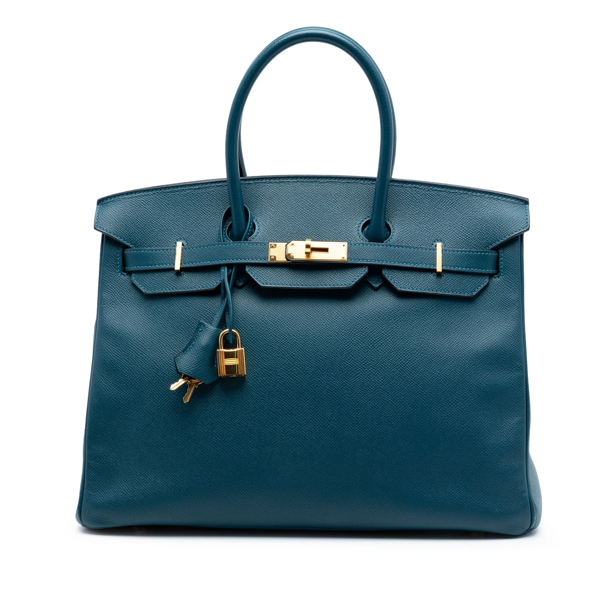Birkin Handbag Blue Epsom with Gold Hardware 35