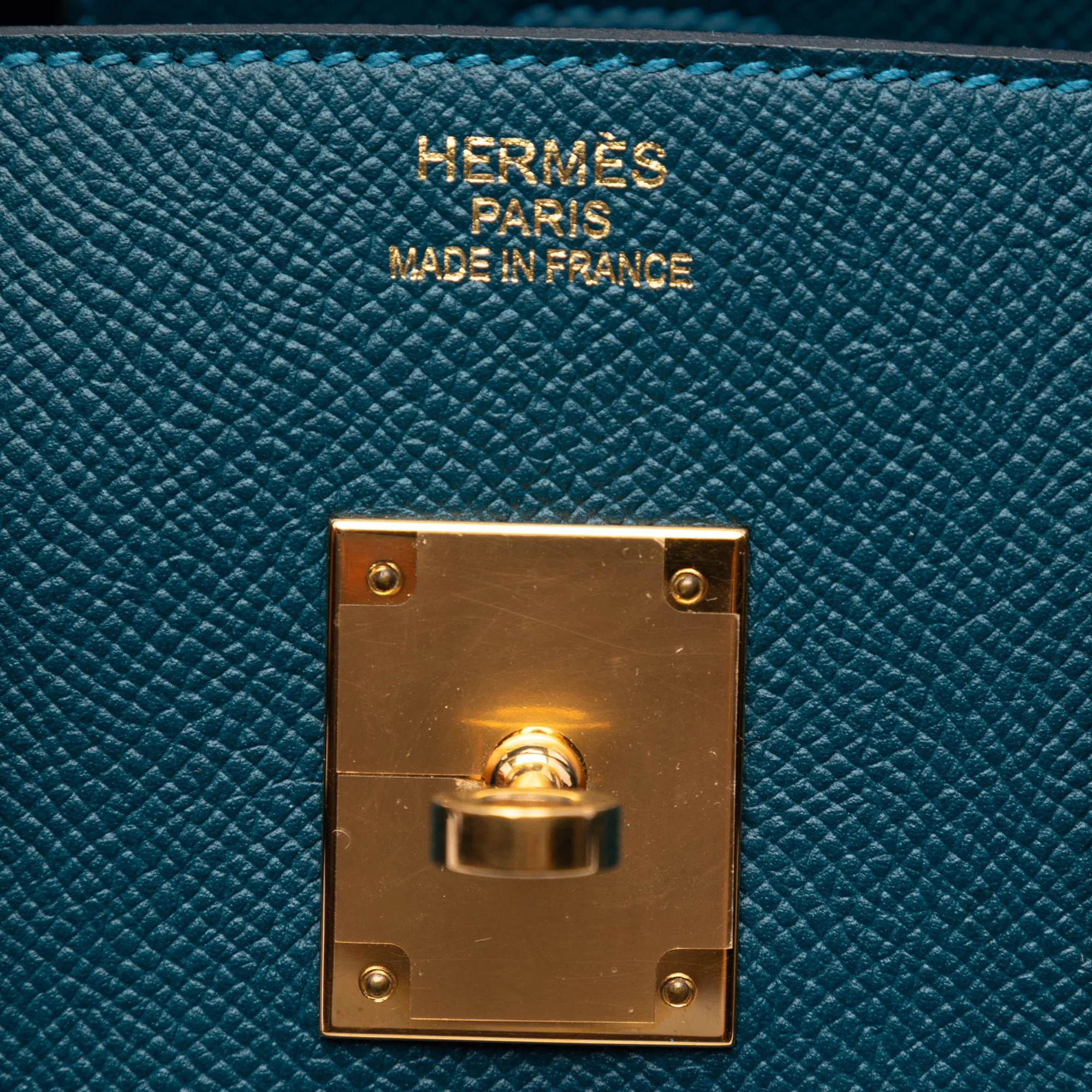 Birkin Handbag Blue Epsom with Gold Hardware 35 - Image 5