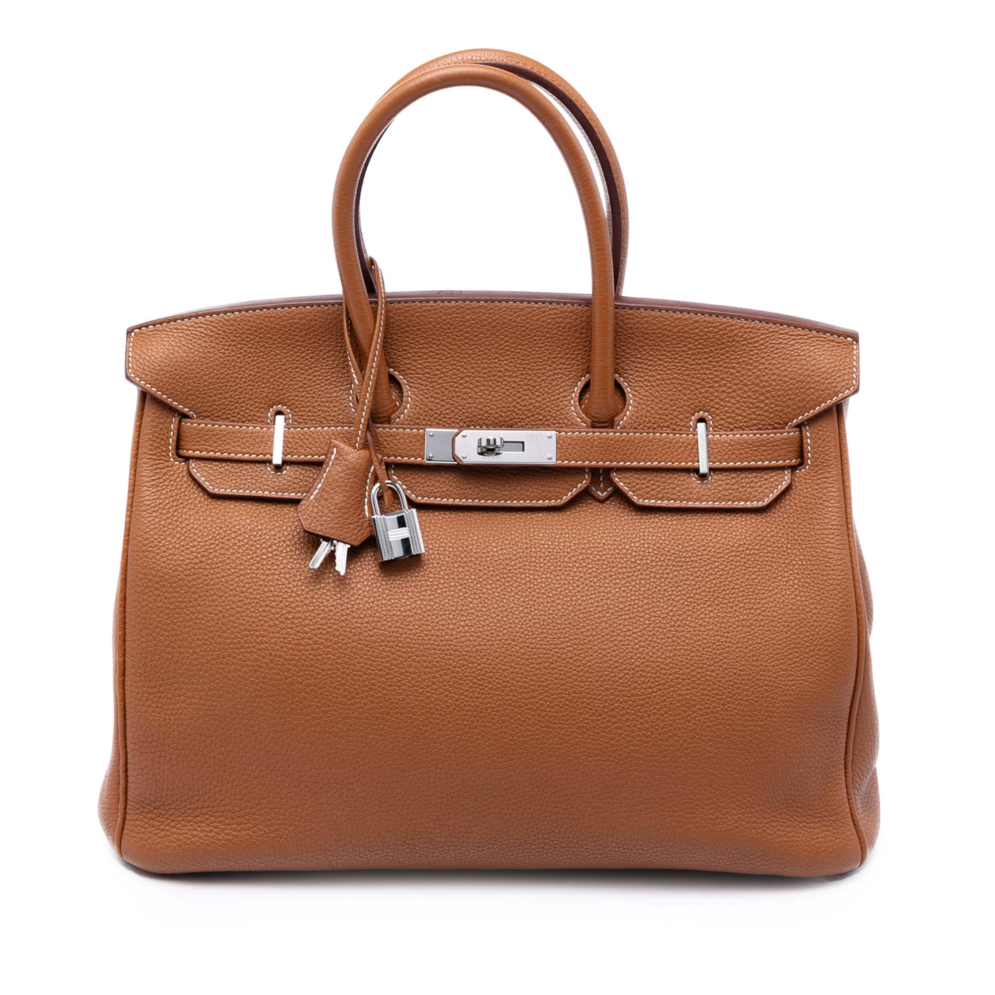 Birkin Handbag Brown Togo with Palladium Hardware 35