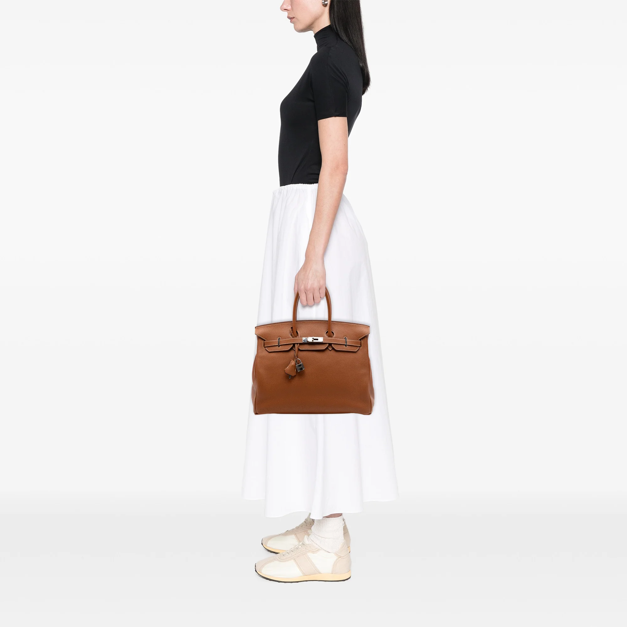 Birkin Handbag Brown Togo with Palladium Hardware 35 - Image 7