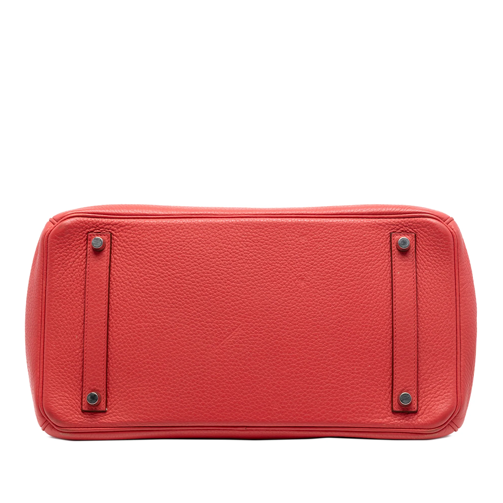 Birkin Handbag Red Clemence with Palladium Hardware 35 - Image 3
