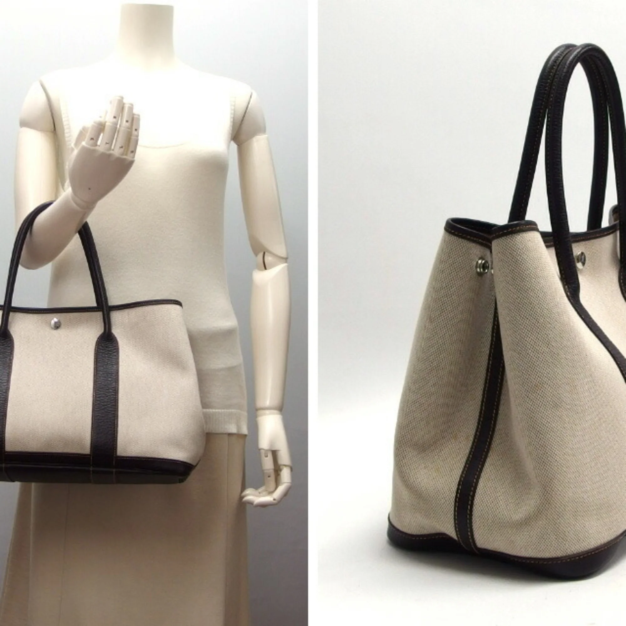 Garden Party Tote Toile and Leather 36 - Image 3