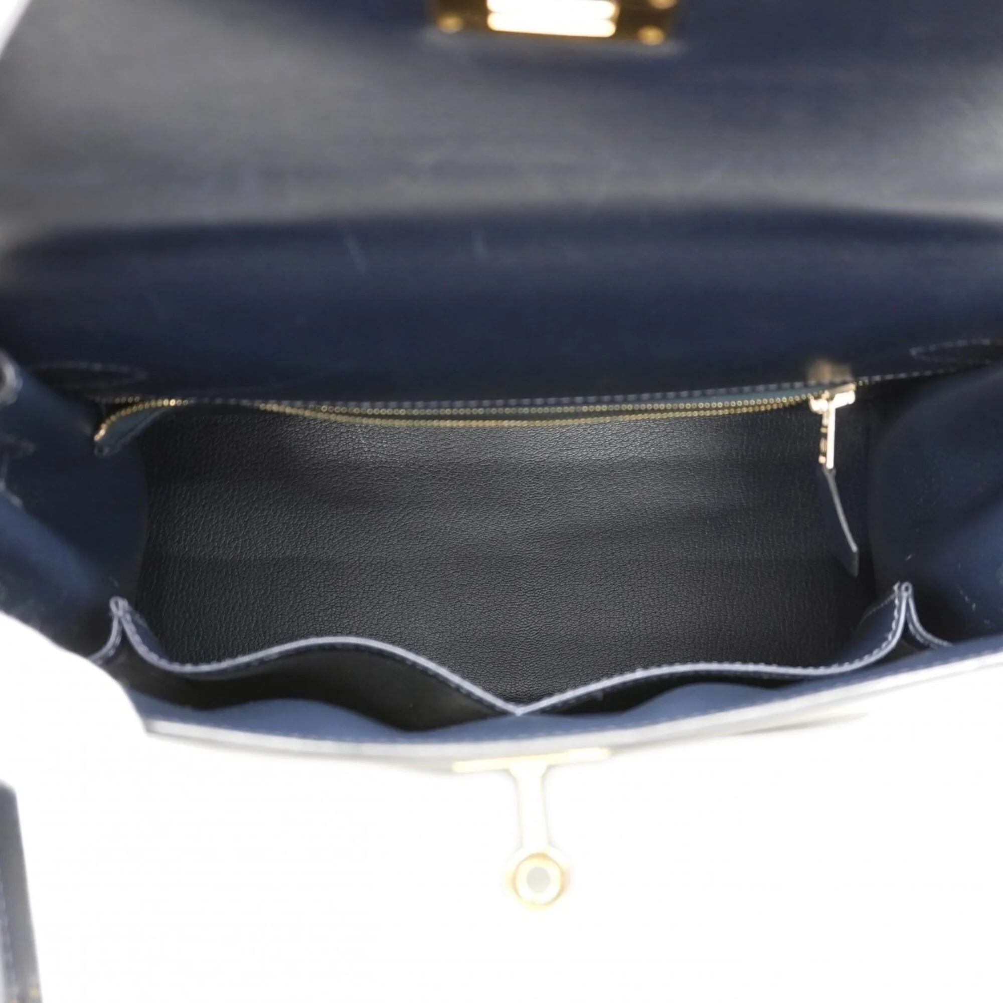 Kelly Handbag Black Box Calf with Gold Hardware 28 - Image 4