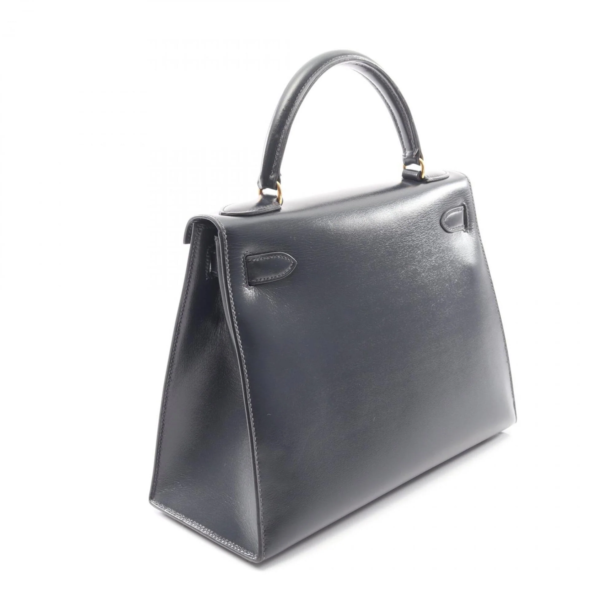 Kelly Handbag Black Box Calf with Gold Hardware 28 - Image 2