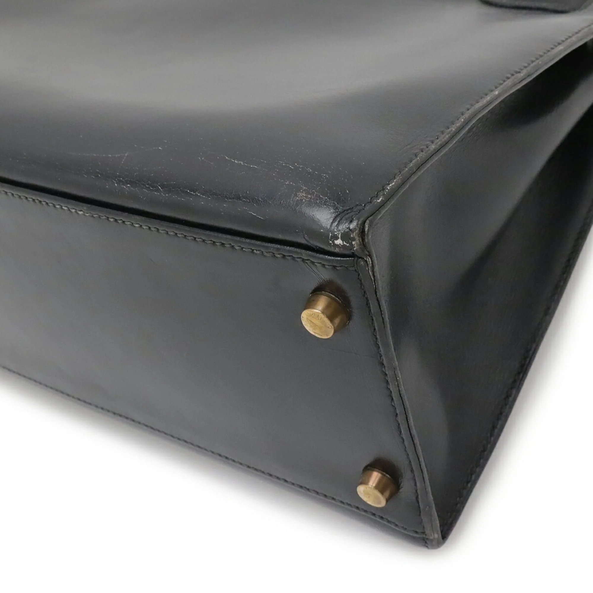 Kelly Handbag Black Box Calf with Gold Hardware 32 - Image 4