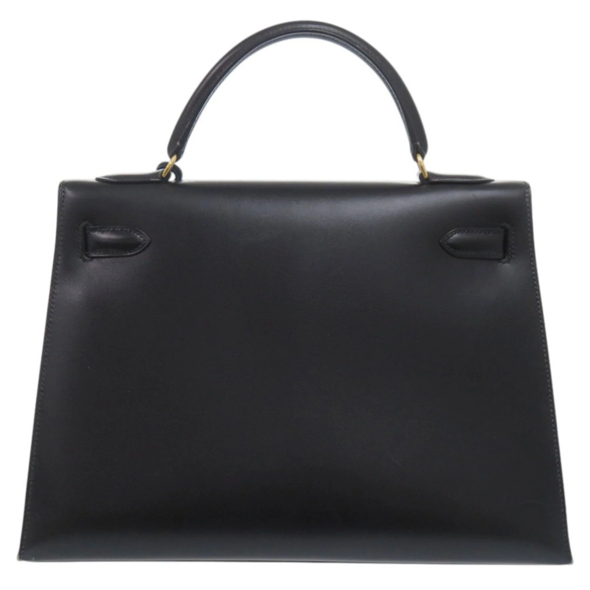 Kelly Handbag Black Box Calf with Gold Hardware 32 - Image 2